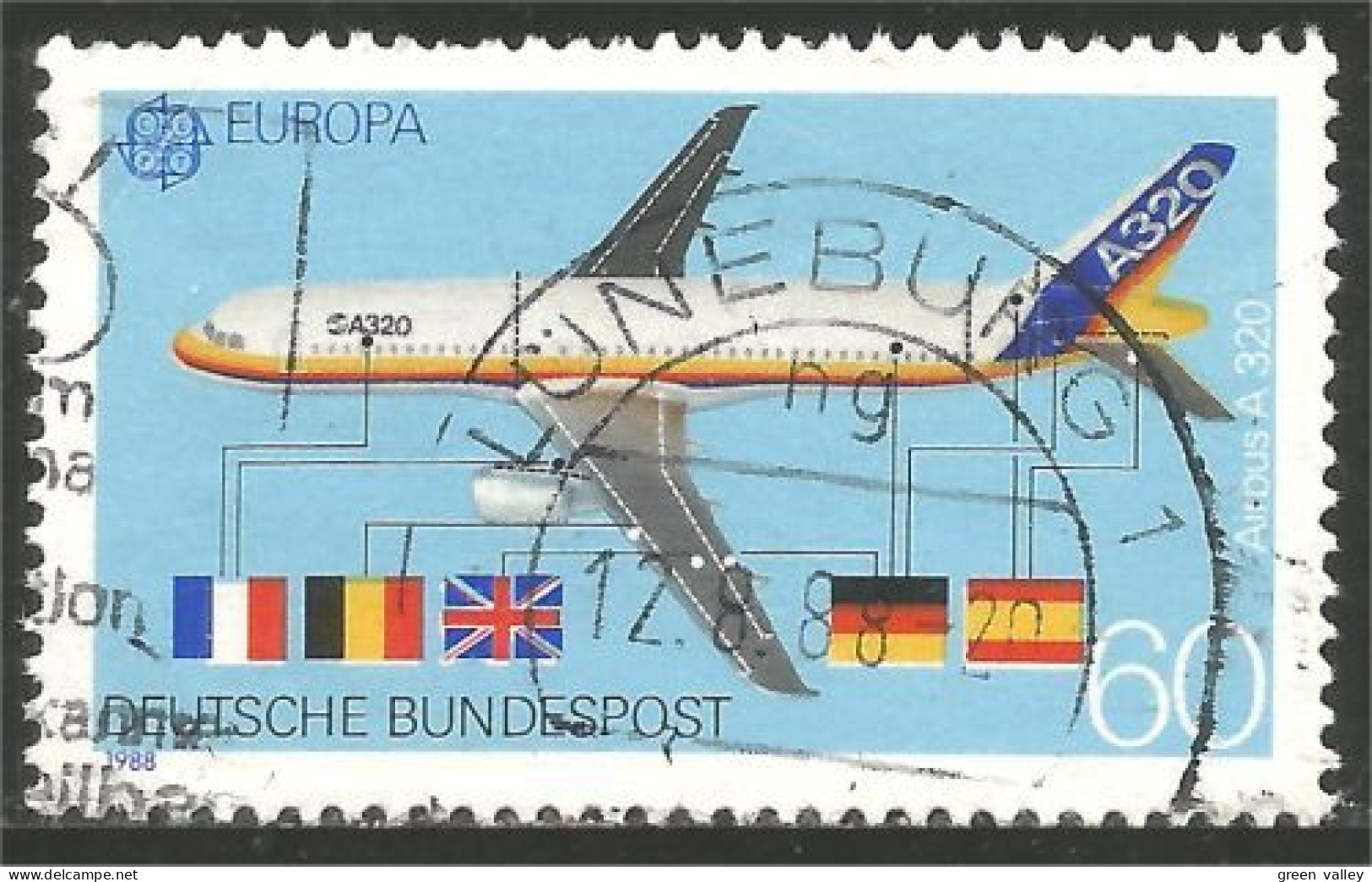 EU88-16b EUROPA-CEPT 1988 Germany Avion Airplane A320 Airbus Flugzeug Aereo - Telecom