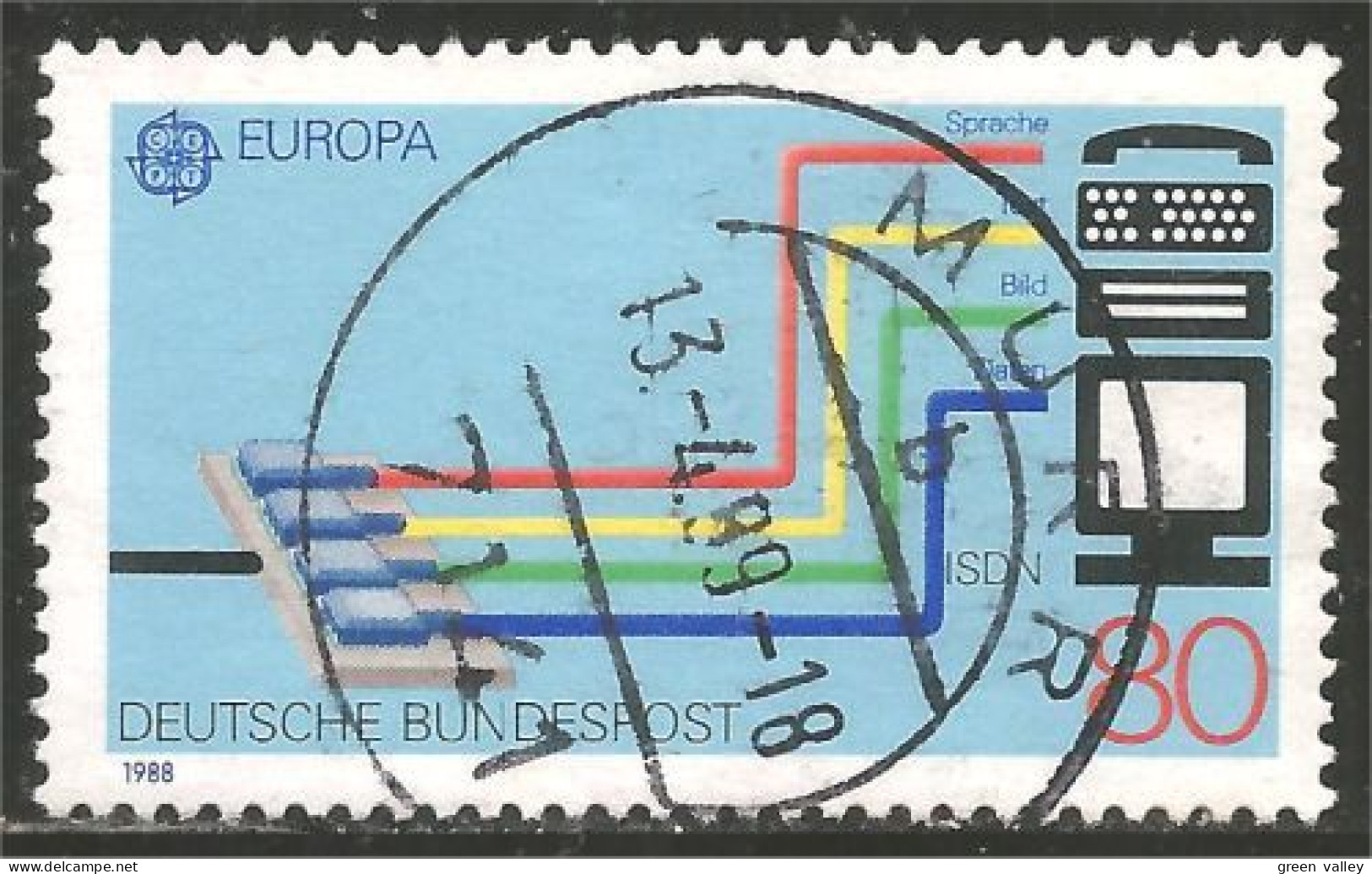 EU88-15c EUROPA-CEPT 1988 Germany Telephone Ecran Ordinateur Computer Screen - Informatique