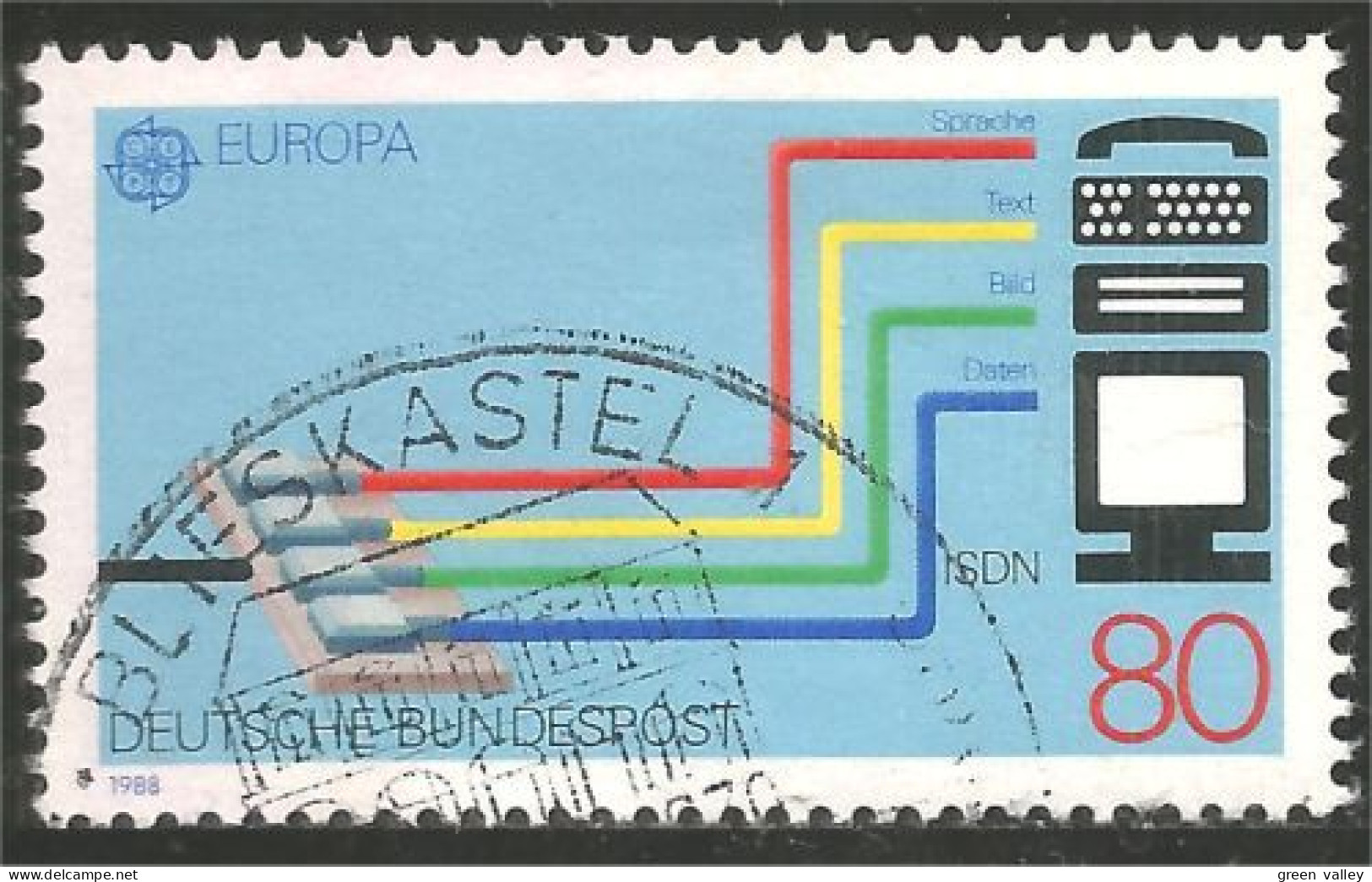 EU88-15a EUROPA-CEPT 1988 Germany Telephone Ecran Ordinateur Computer Screen Communications - 1988