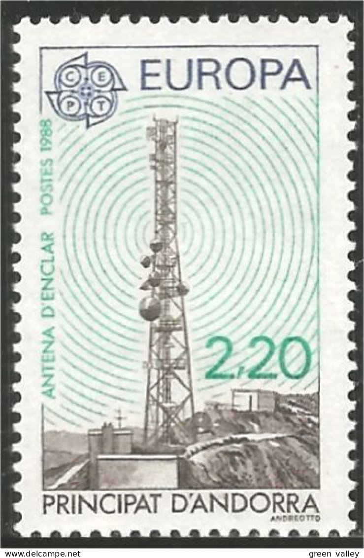 EU88-1c EUROPA-CEPT 1988 Andorre Tour Communications Tower MNH ** Neuf SC - Neufs