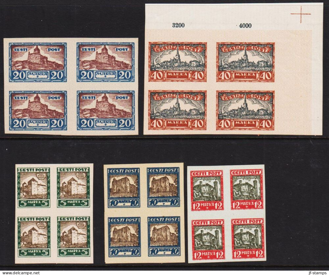 1927. EESTI. POST VIEWS OF CITIES__ COMPLETE SET IMPERFORATED PROOFS. Only 100 Issued... (Michel 63-67 PROOF) - JF546095 - Estland