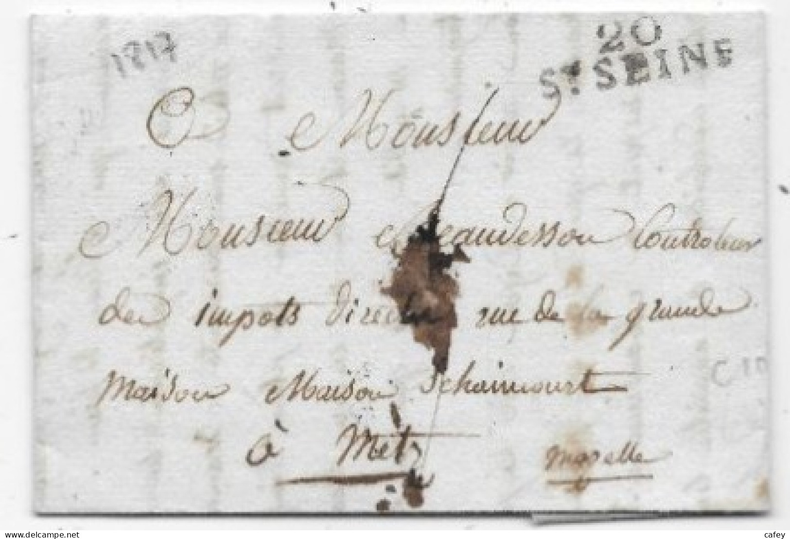 COTE D'OR Lettre Avec Texte De 1817 Marque Postale 20 / ST SEINE - 1801-1848: Precursors XIX