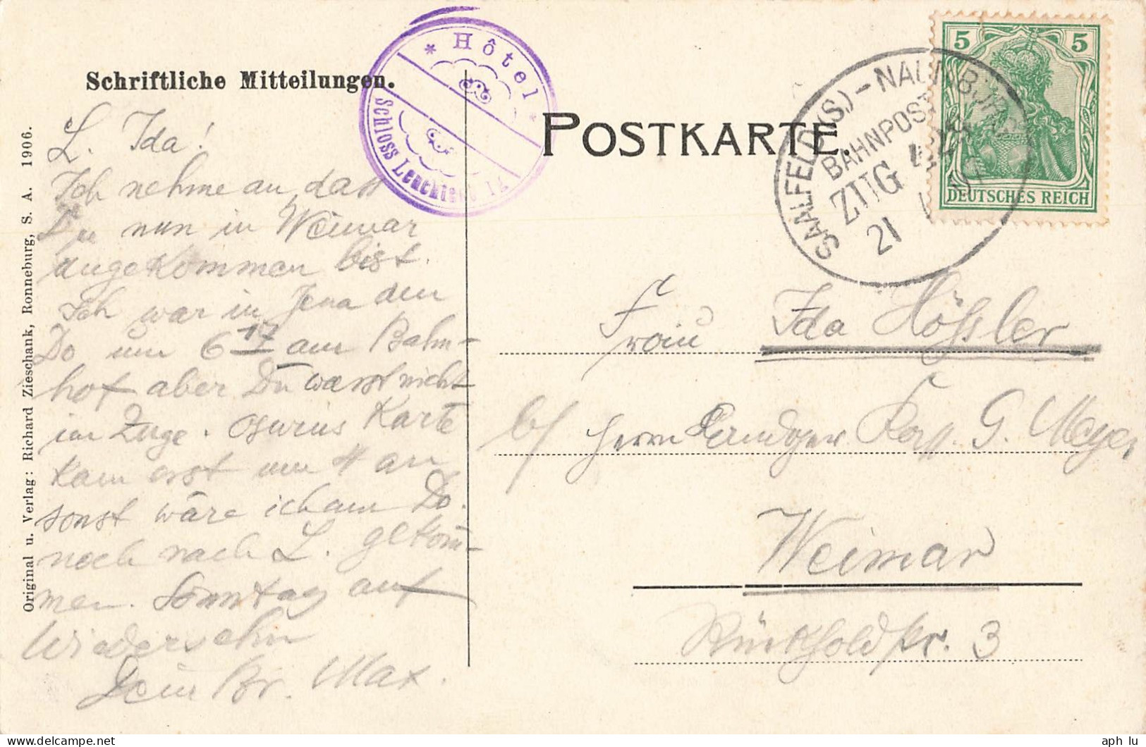 Bahnpost (Ambulant; R.P.O./T.P.O.) Saalfeld (S)-Naumburg (ZA2543) - Covers & Documents