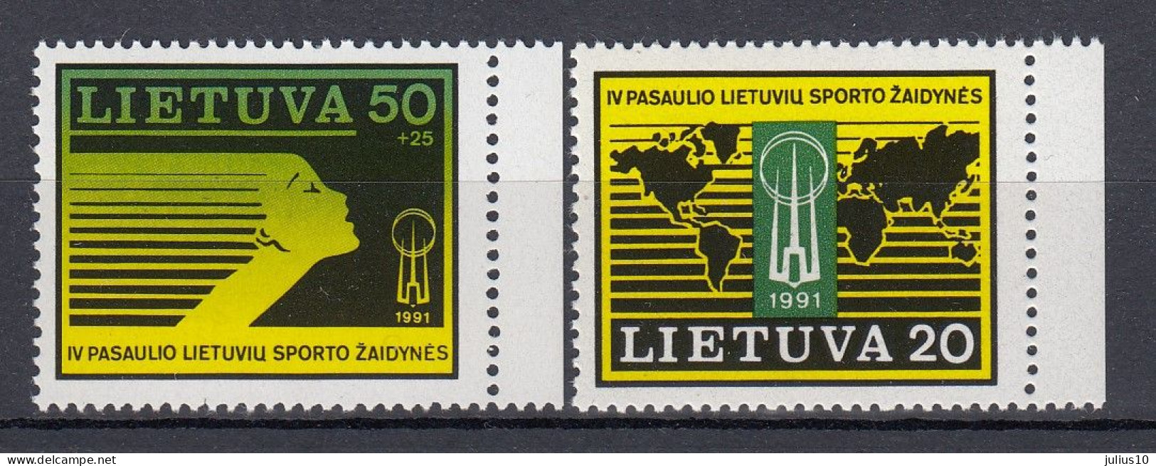 LITHUANIA 1991 Sport World Lithuanian Games MNH(**) Mi 482-483 #Lt1164 - Lituanie