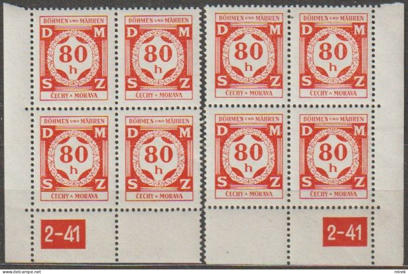 40/ Pof. SL 5, Corner 4-blocks, Plate Number 2-41 - Nuovi