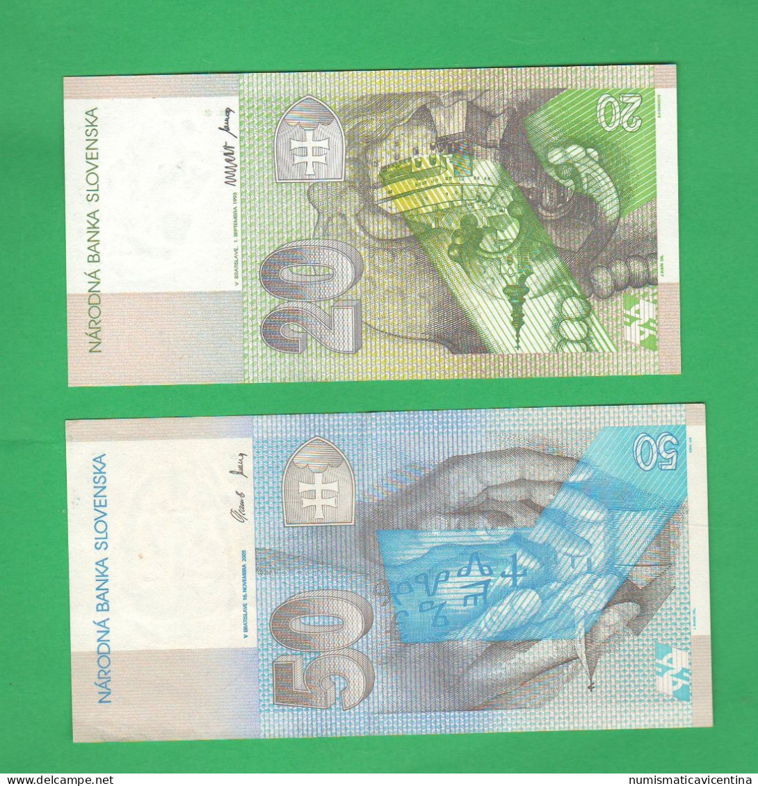 Slovaquie 20 + 50 Korun 1993 E 2005 Slovacchia 20 + 50 Corone - Slovaquie