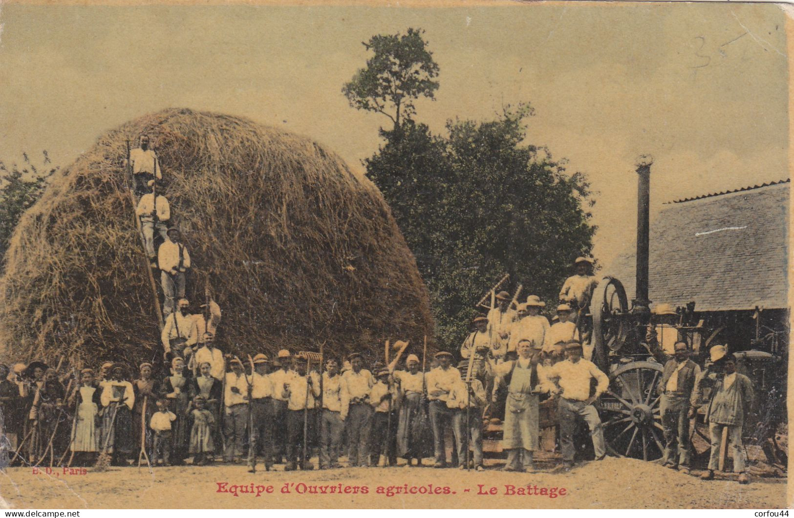 56 - CLEGUEREC : Le Battage - Equipe D'ouvriers Agricoles - Superbe Et Rare. - Sonstige & Ohne Zuordnung