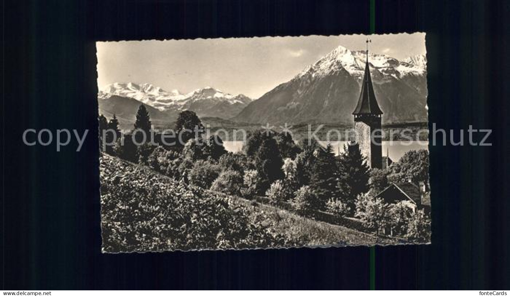 11762837 Hilterfingen Thunersee Kirche Niesen Und Bluemlisalp Hilterfingen - Sonstige & Ohne Zuordnung