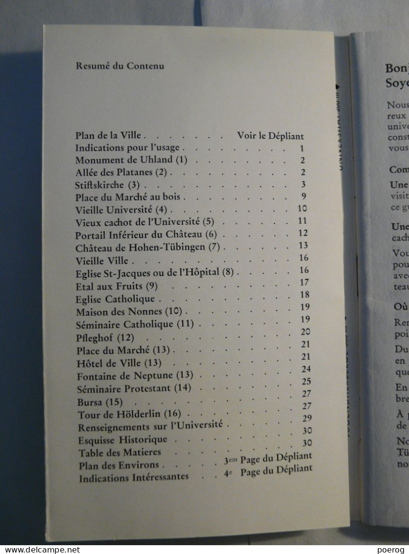 PETIT GUIDE DE LA VILLE UNIVERSITAIRE DE TUBINGEN - 1977 - ALLEMAGNE GERMANY DEUTSCHELAND - Monographie - Non Classés