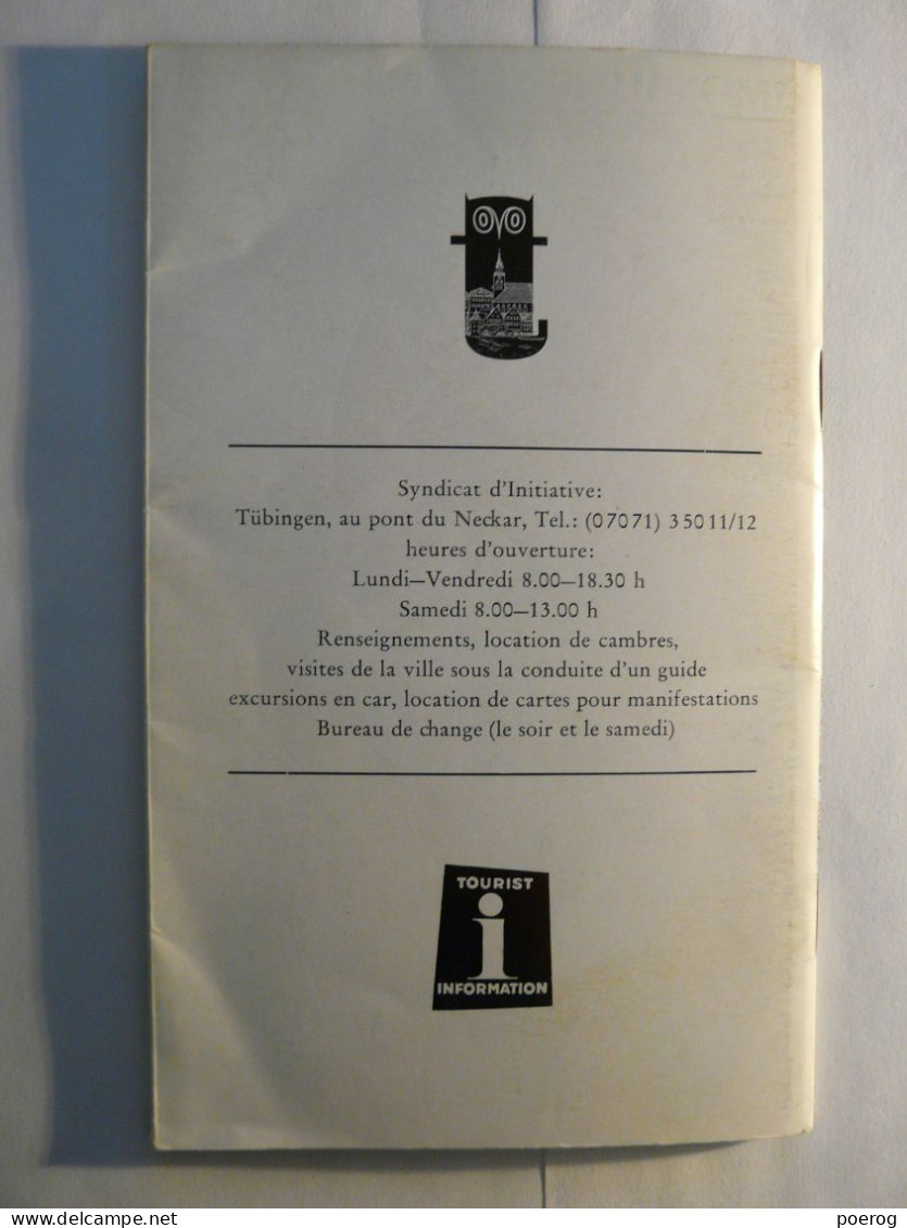 PETIT GUIDE DE LA VILLE UNIVERSITAIRE DE TUBINGEN - 1977 - ALLEMAGNE GERMANY DEUTSCHELAND - Monographie - Ohne Zuordnung