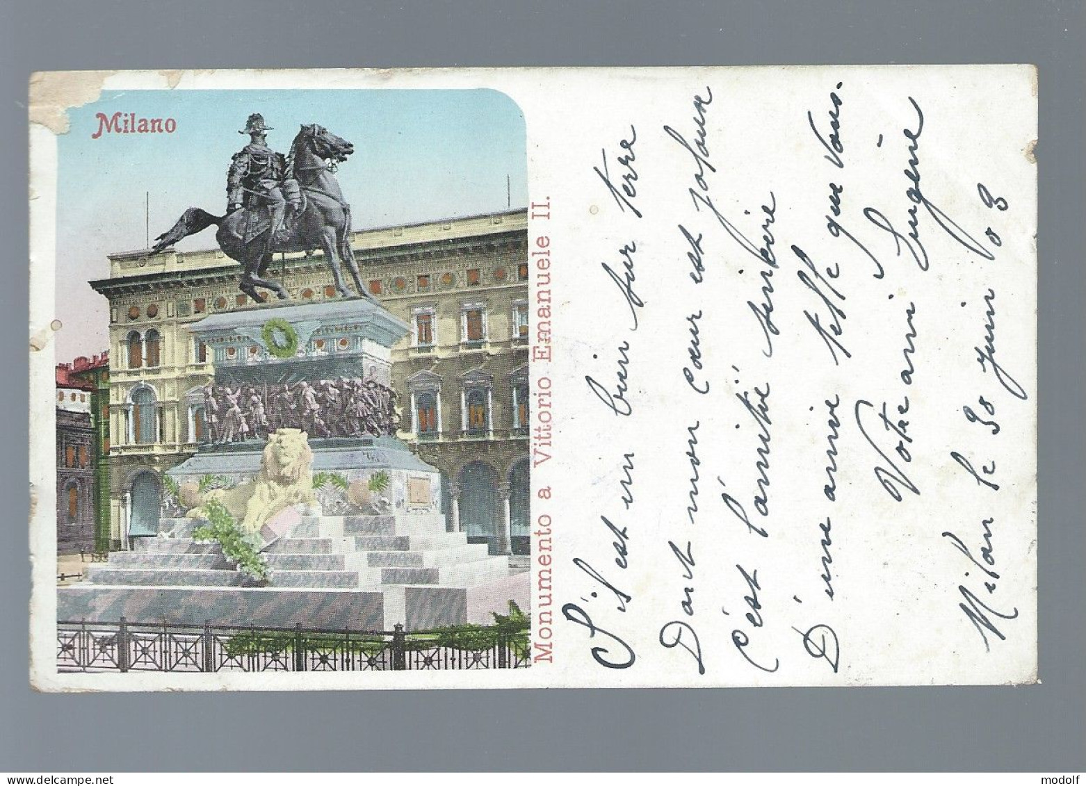 CPA - Italie - Milano - Monumento A Vittorio Emanuele II - Colorisée - Circulée En 1903 - Milano (Milan)