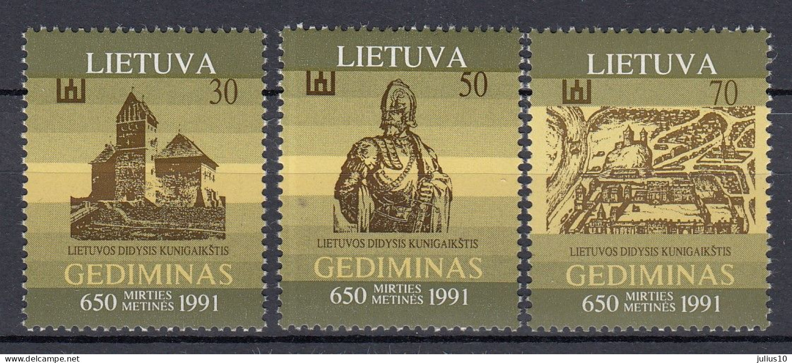 LITHUANIA 1991 Gediminas Castle MNH(**) Mi 486-488 #Lt1169 - Castles