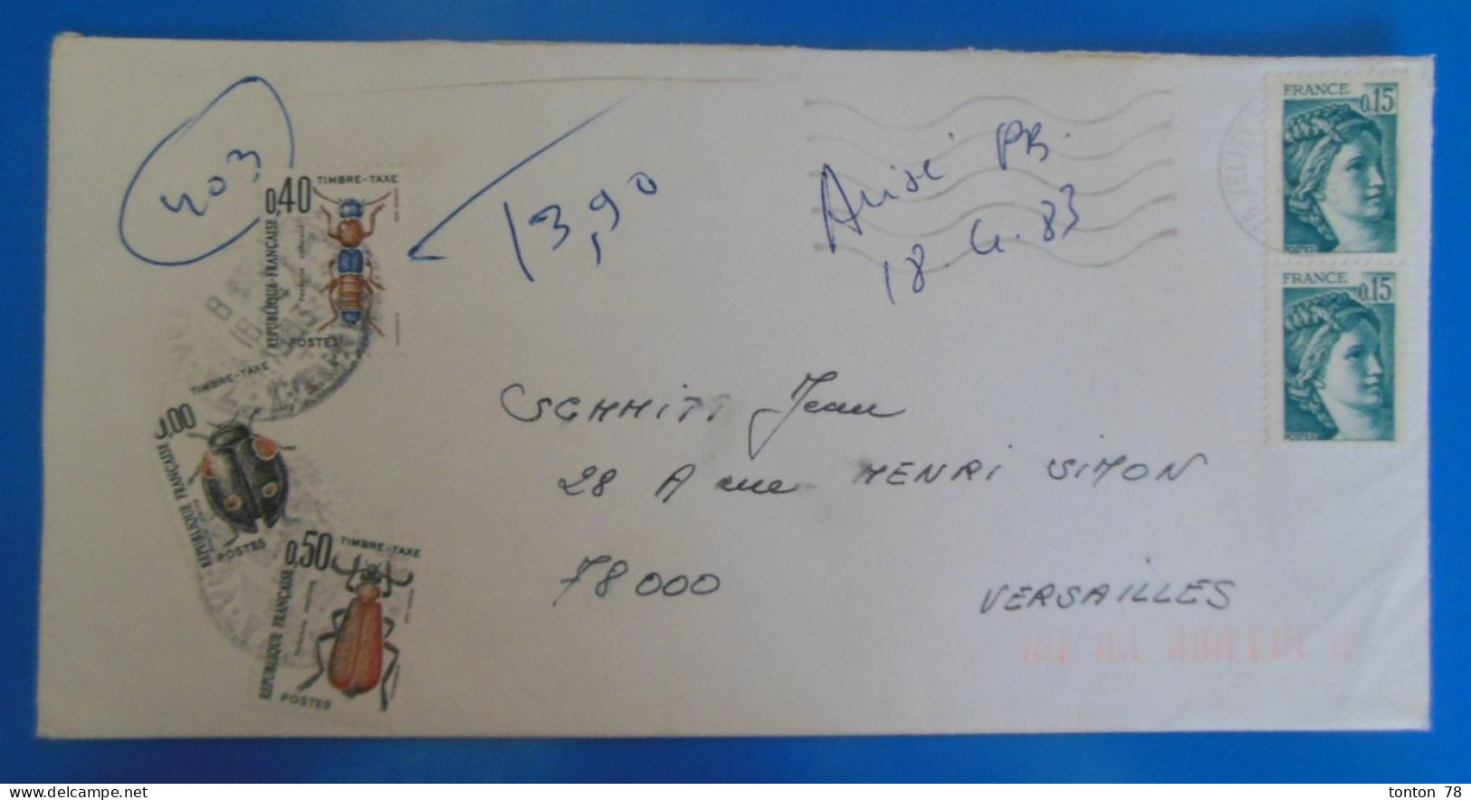 TIMBRES SUR LETTRE   -  TAXE  -  RECTO VERSO - 1960-.... Lettres & Documents