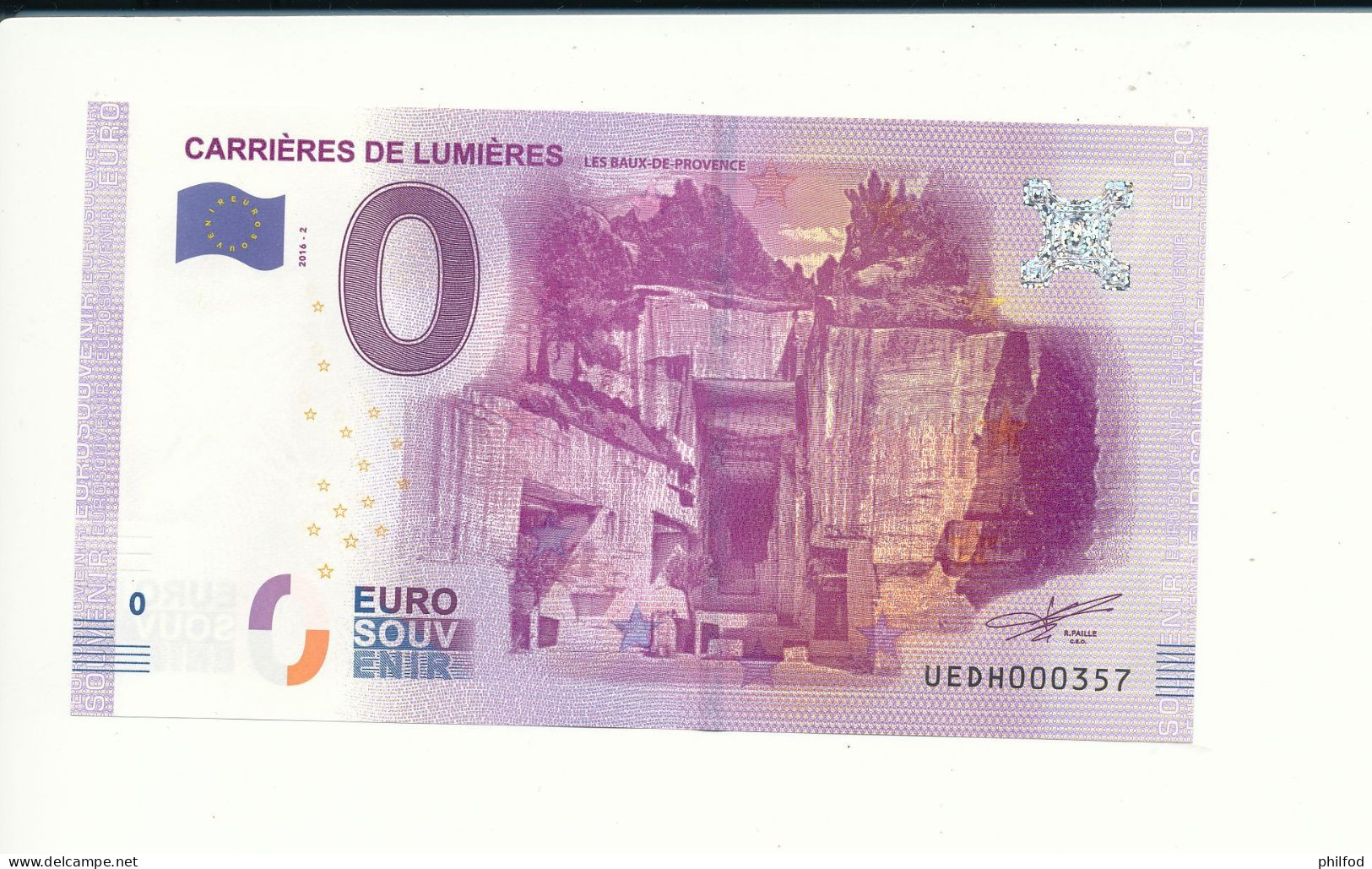 Billet Touristique  0 Euro  - CARRIÈRES DE LUMIÈRES LES BAUX-DE-PROVENCE - UEDH - 2016-2  n° 357 - Billet épuisé - Other & Unclassified