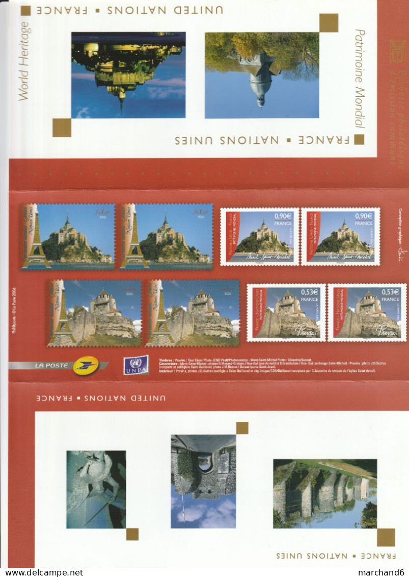 2006 France Nations Unies Pochette Souvenir N°27 émissions Communes Patrimoine Mondial N°3923/24 Et 554/55 Neuf ** - Sonstige & Ohne Zuordnung