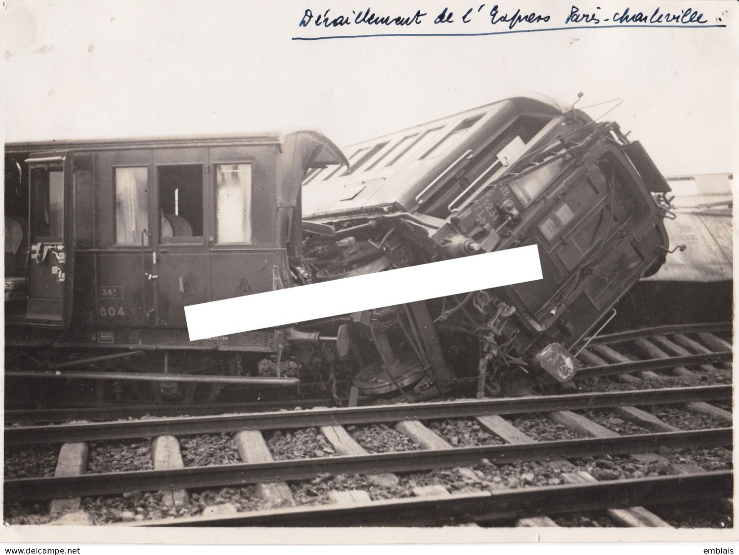 BAZANCOURT  ACCIDENT CHEMIN DE FER Années 1930 - Photo Originale Du Déraillement Du L'Express Paris - Chaville (51) - Treni