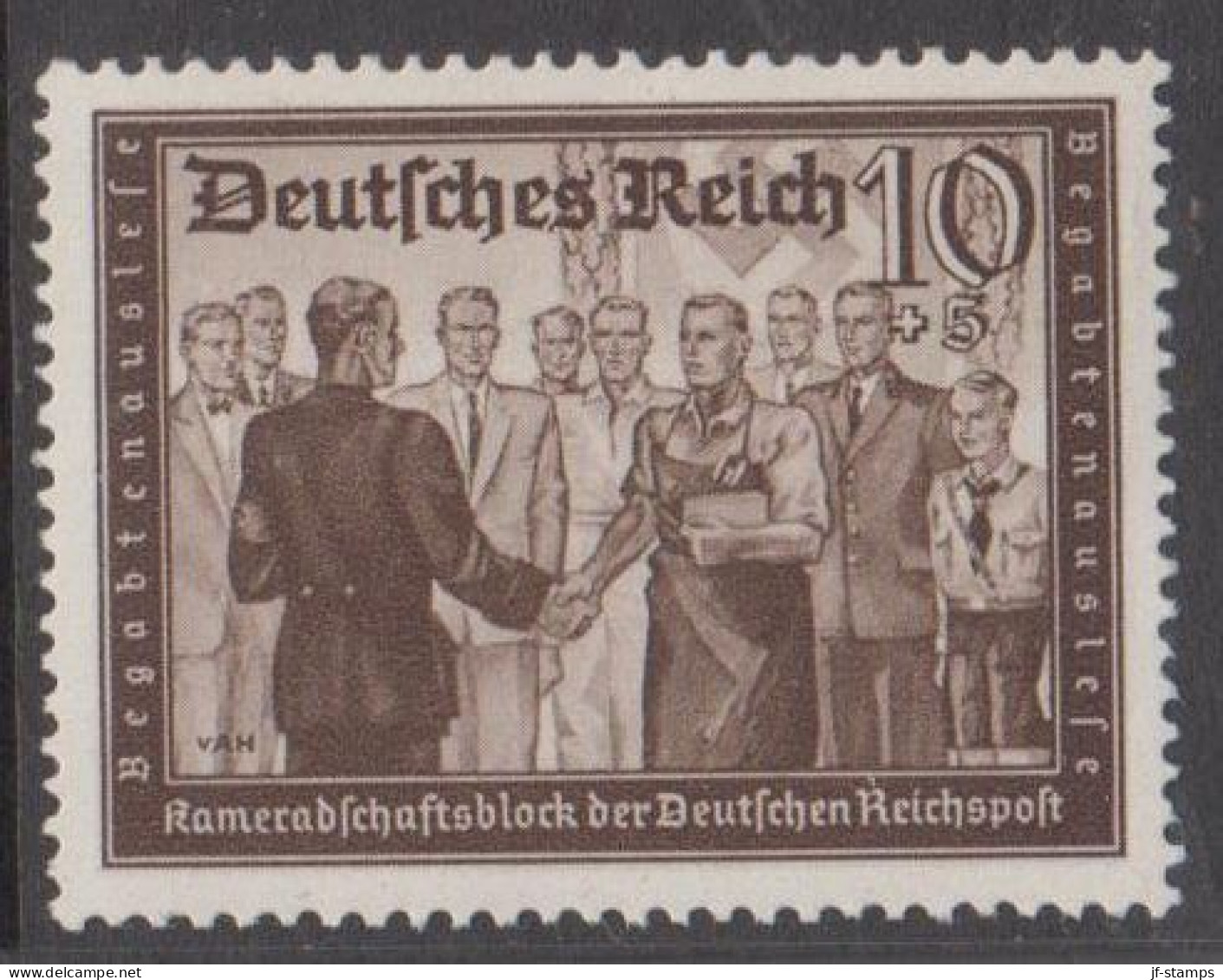 1939. DEUTSCHES REICH. Kameradschaftsblock Der Deutschen Reichspost 10+5 Pf Hinged. (Michel 707) - JF539168 - Unused Stamps