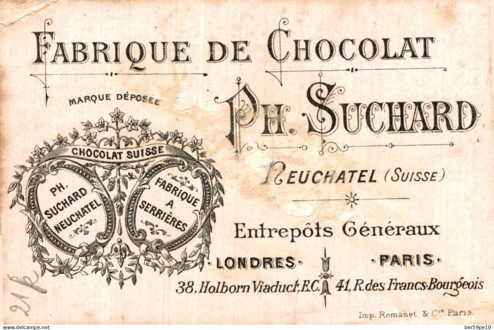 CHROMO FABRIQUE DE CHOCOLAT PH. SUCHARD A NEUCHATEL SUISSE LA POUPEE GOUTE LE CACAO SUCHARD - Suchard