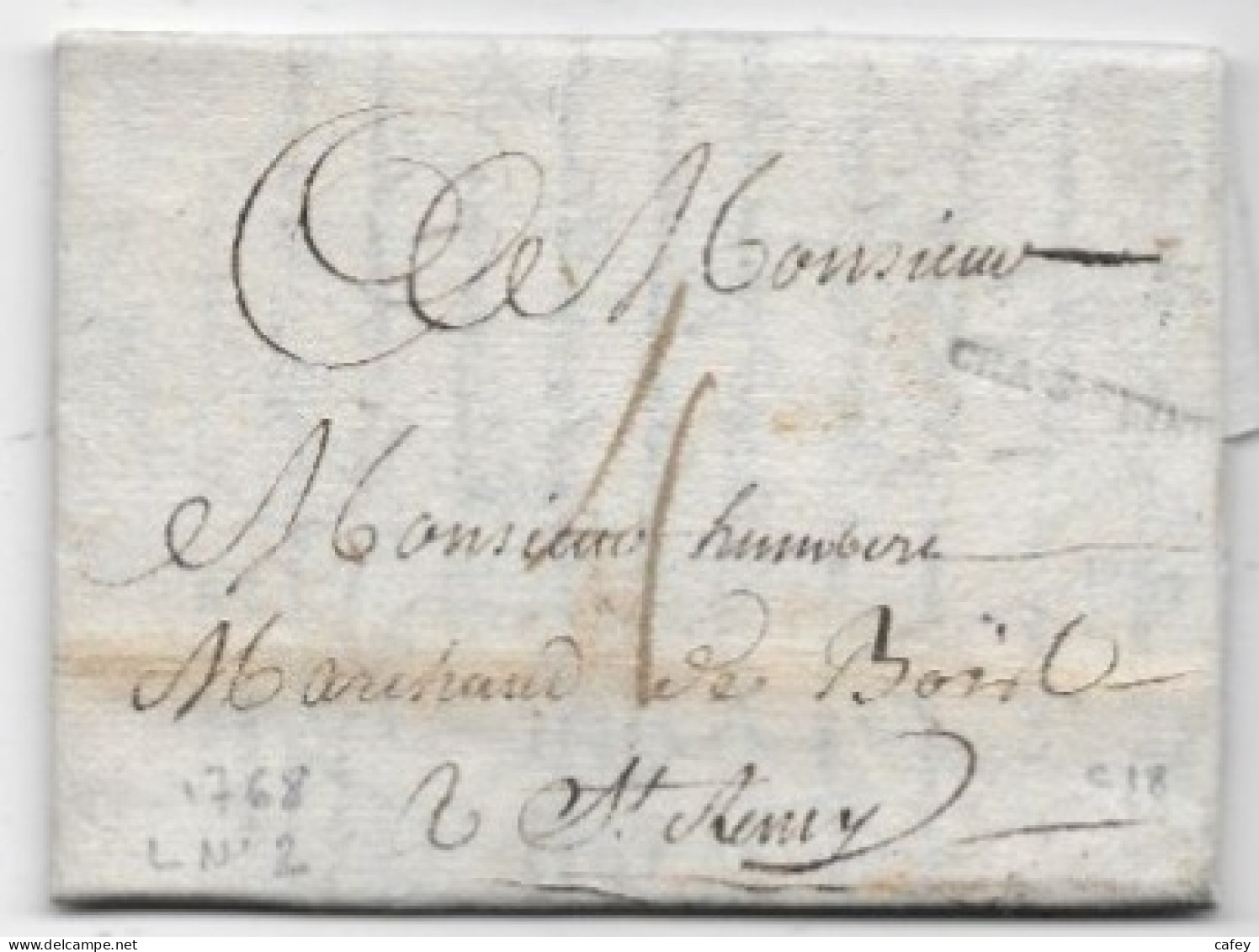 COTE D'OR Lettre Avec Texte (3 Pages) De 1768 Marque Postale CHA.S.SEINE Lenain N°2 Rare Indice 18 - 1701-1800: Vorläufer XVIII