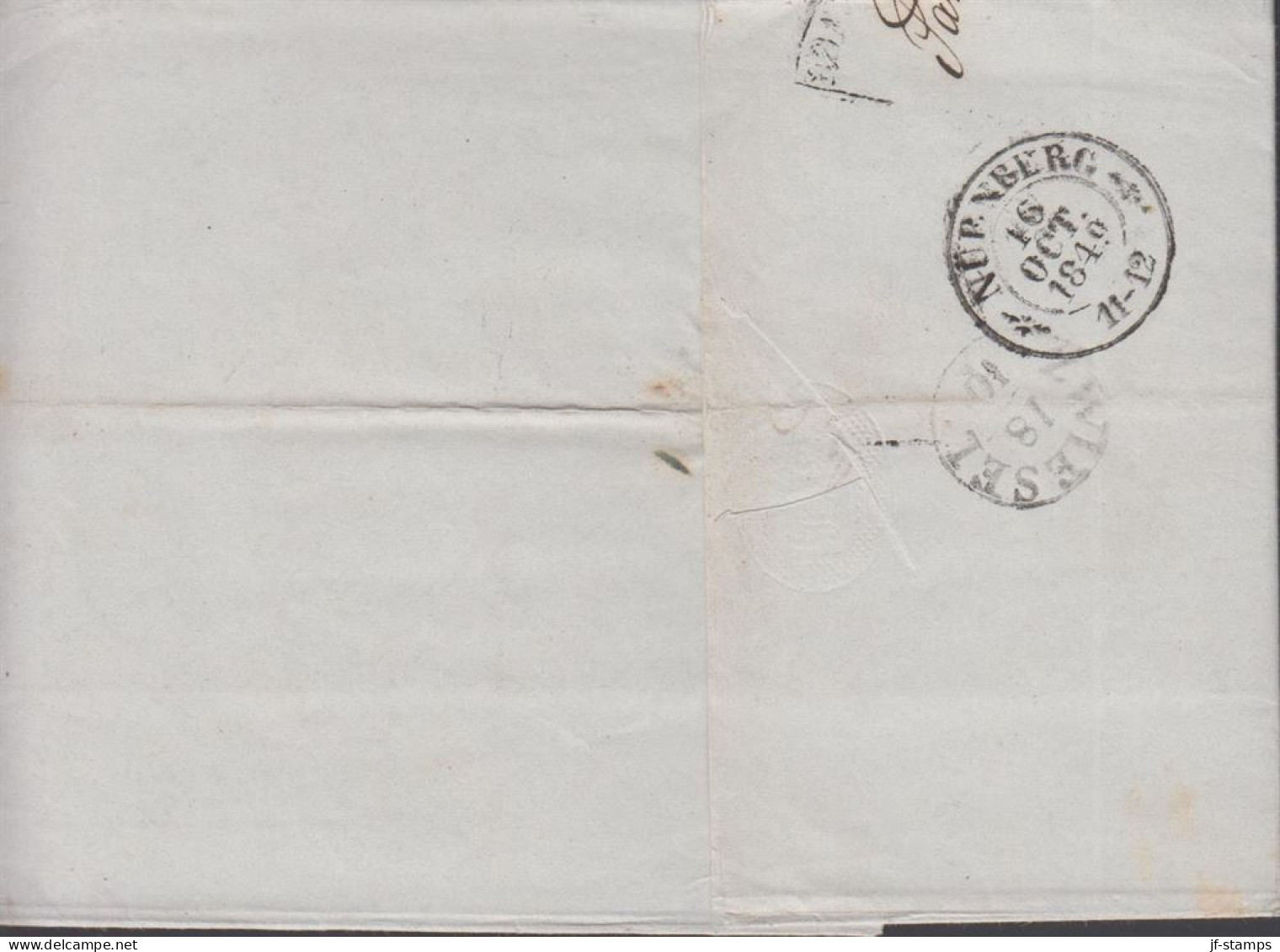 1849. DEUTSCHLAND Interesting Old Cover To Oberzwislau über Regensburg  Cancelled COELN 13 10 + NÜRBERG + ... - JF436611 - Precursores