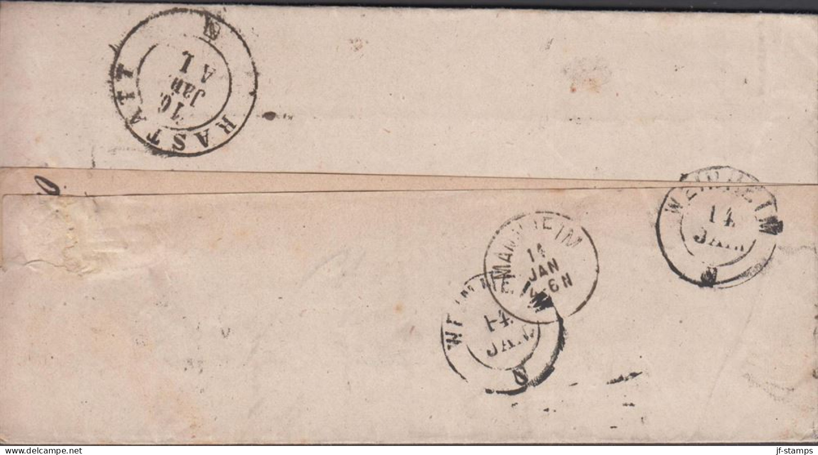 1869. DEUTSCHLAND Interesting Readressed Cover With 6 Postmarks Including MANNHEIM 12 JAN + 14 JAN + Rever... - JF436614 - Prephilately