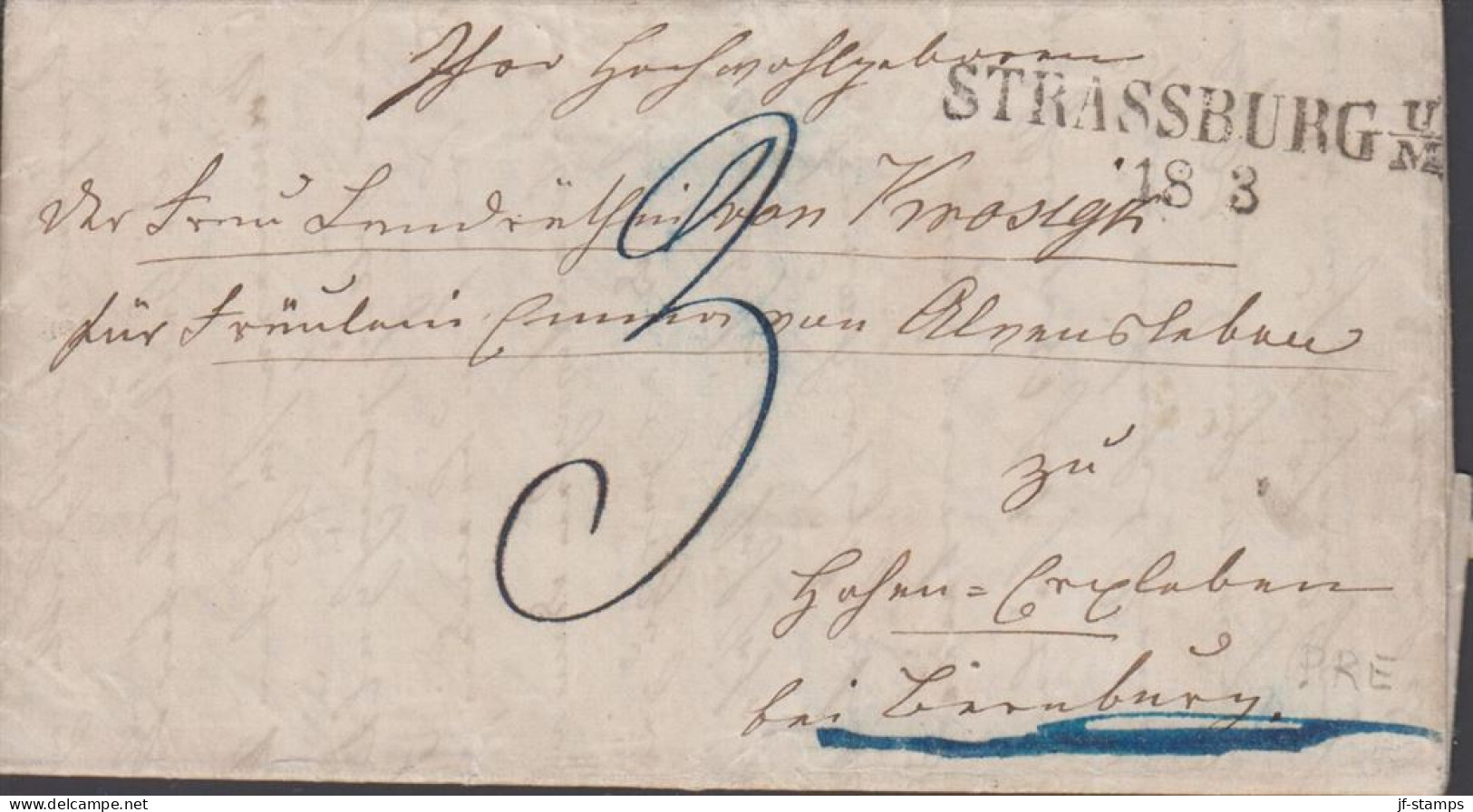 1859. DEUTSCHLAND. Very Interesting And Beautiful Cover Cancelled STRASSBURG U M 18 3 With Postage Very Fi... - JF436621 - [Voorlopers