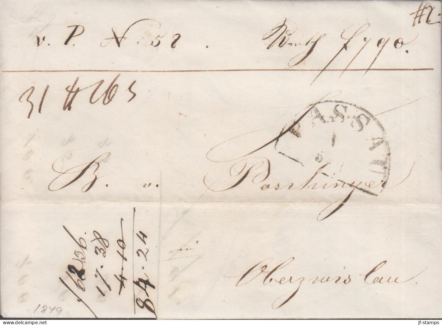 1848. DEUTSCHLAND. Fine Cover Used As Parcelcard (v. P. N 58) Cancelled PASSAU. Different Postal Markings.... - JF436623 - Prephilately