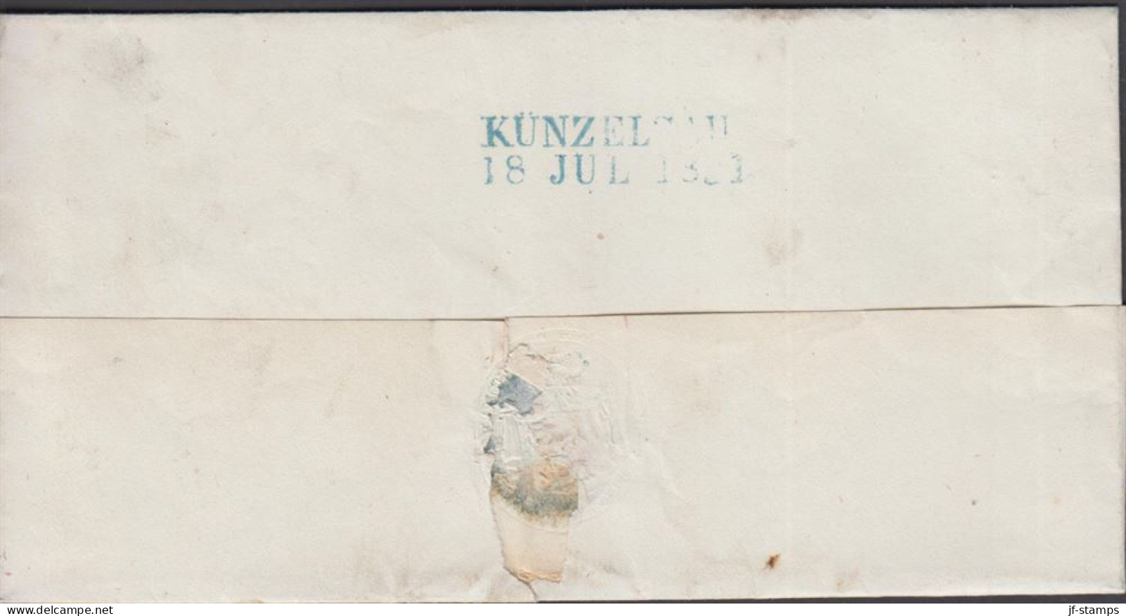 1851. DEUTSCHLAND. Fine Cover With Green Cancel LANGENBURG 17 JUL 1851 And Reverse At Arrival In Blue KÜNZ... - JF436624 - Precursores