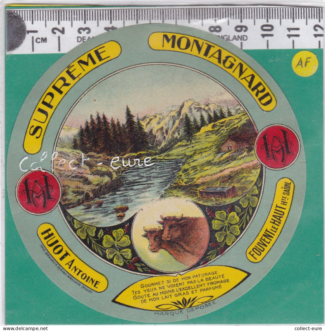 C1343 FROMAGE HUOT FOUVENT LE HAUT HAUTE SAONE SUPREME MONTAGNARD - Cheese