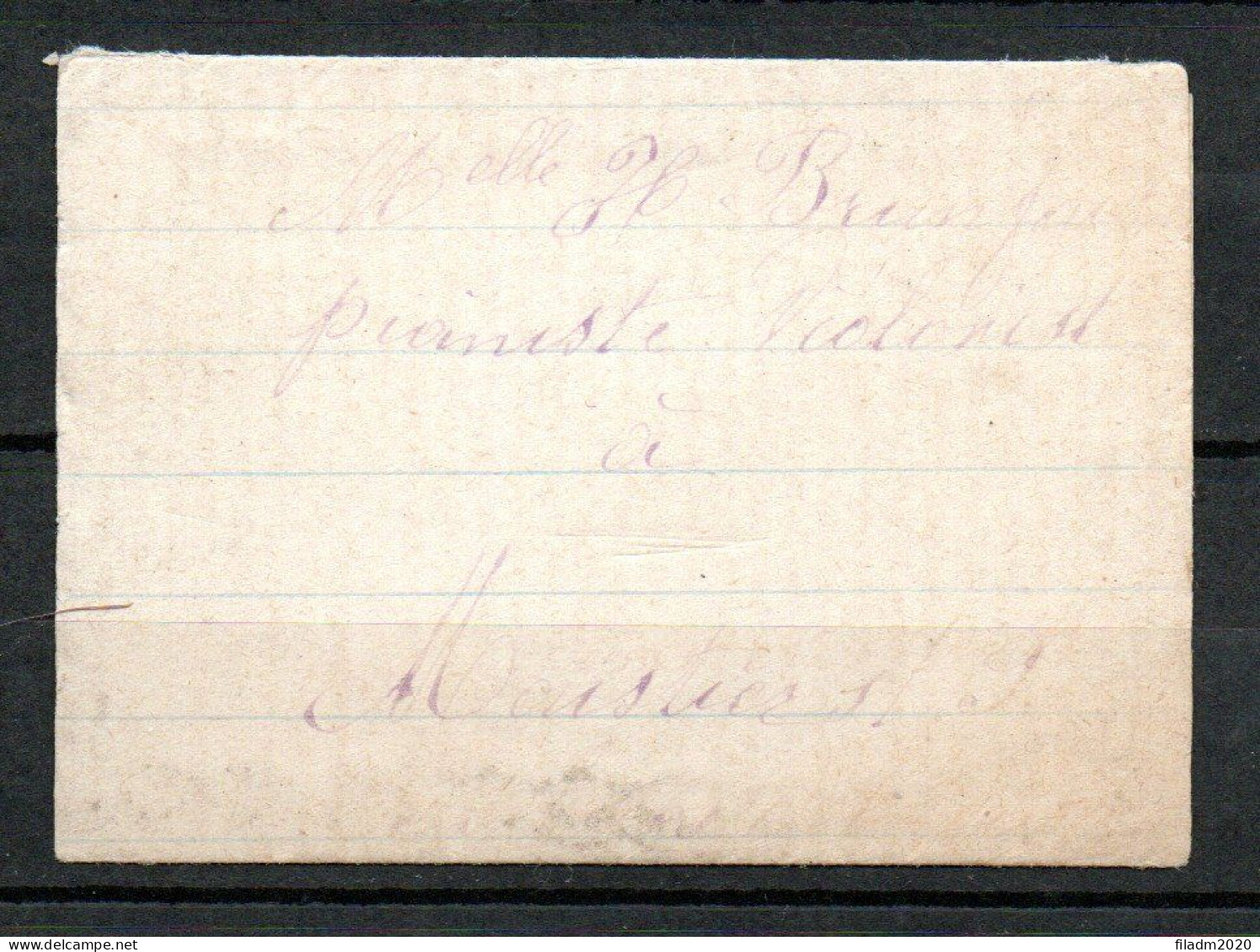 Briefje Met Meilleurs Voeux Kaart Met Verso Sluitzegel Nr 53 En Facteurstempel Gericht Aan Pianiste Violiste In MOUSTIER - 1893-1907 Wappen