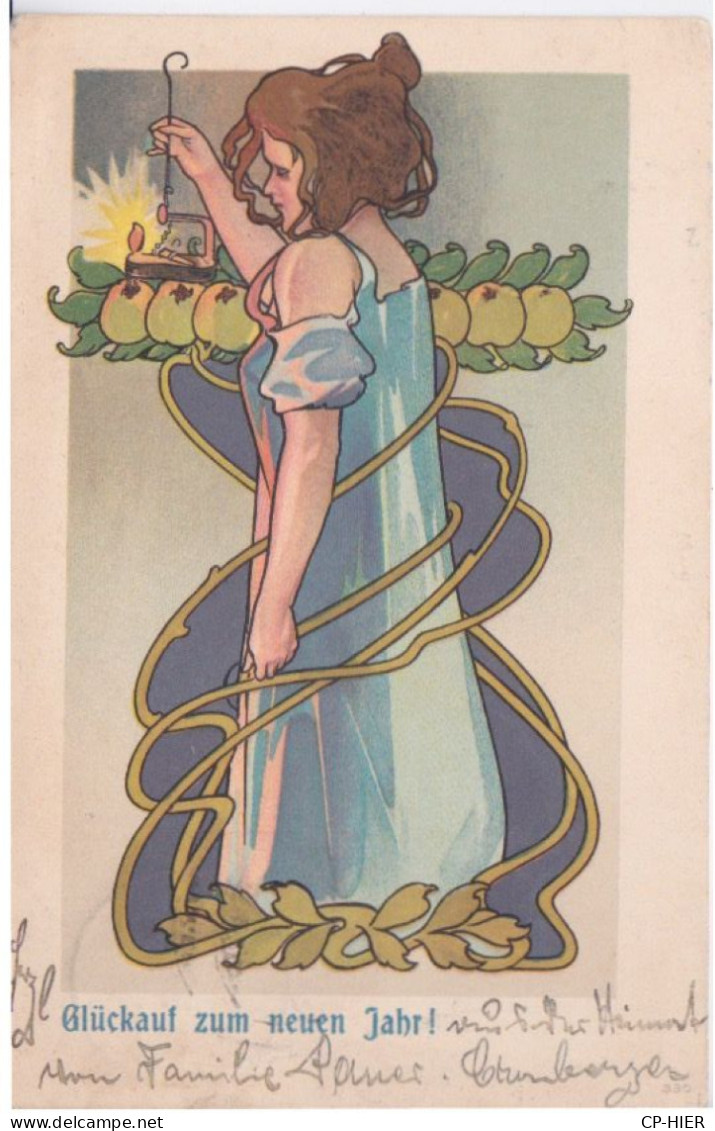 CPA ILLUSTREE - STYLE ART DECO - ART NOUVEAU - FEMME - BONNE ANNEE - Vor 1900