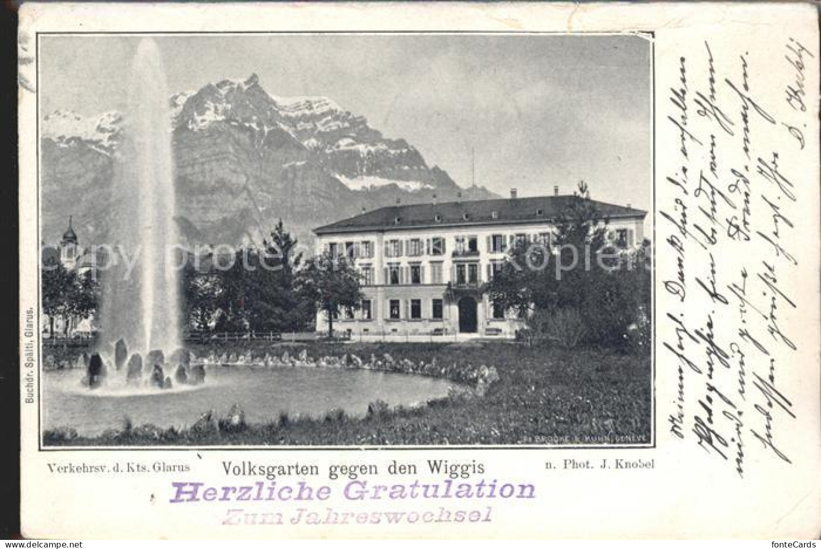 11759216 Glarus GL Volksgarten Wiggis Neujahrskarte Glarus GL - Other & Unclassified