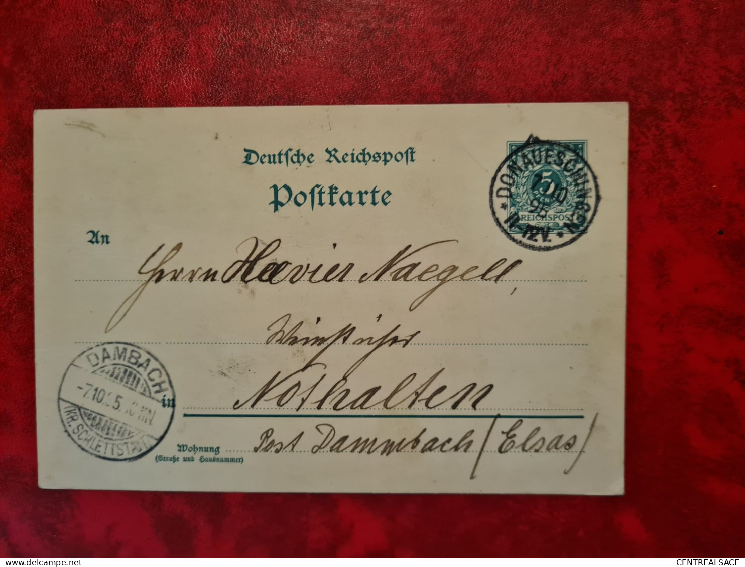 CARTE ENTIER GANZACH DONAUESCHINGEN  1895  POUR NOTHALTEN - Andere & Zonder Classificatie