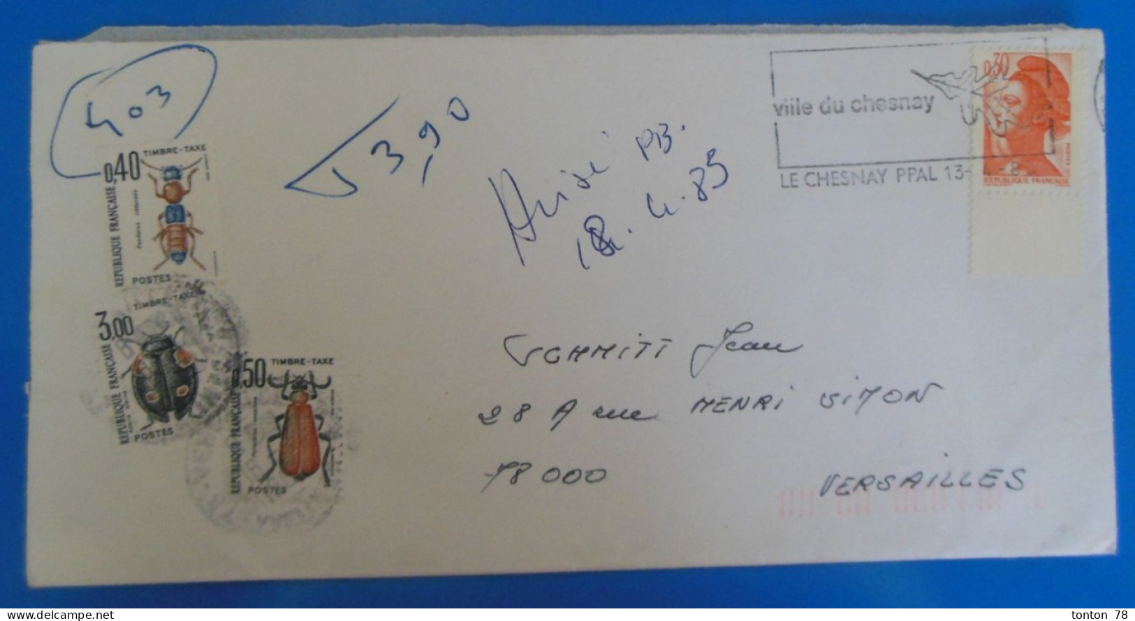TIMBRES SUR LETTRE   -  TAXE  -  RECTO VERSO - 1960-.... Lettres & Documents