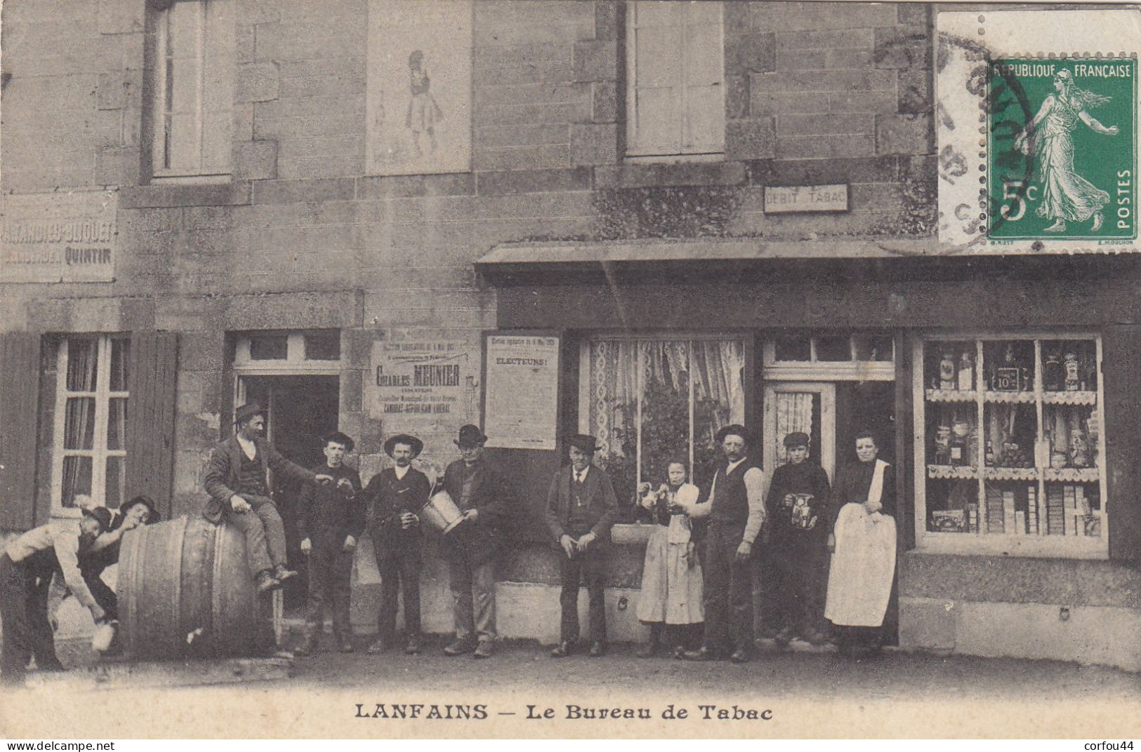 22 - LANFAINS : Le Tabac / Epicerie De Mme DAVID - Superbe Et De Toute Rareté. - Other & Unclassified