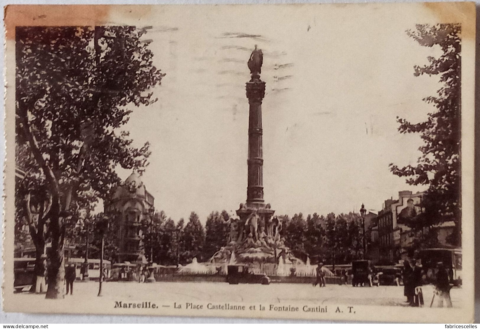 CPSM Circulée 1937,  Marseille ( Bouches Du Rhône) - La Place Castellanne Et La Fontaine Cantini  (62) - Castellane, Prado, Menpenti, Rouet