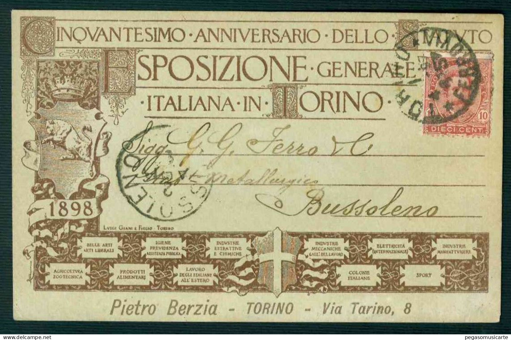 BK004 CINQUANTESIMO ANNIVERSARIO DELLO STATUTO ESPOSIZIONE GENERALE ITALIANA IN TORINO 1897 - Tentoonstellingen