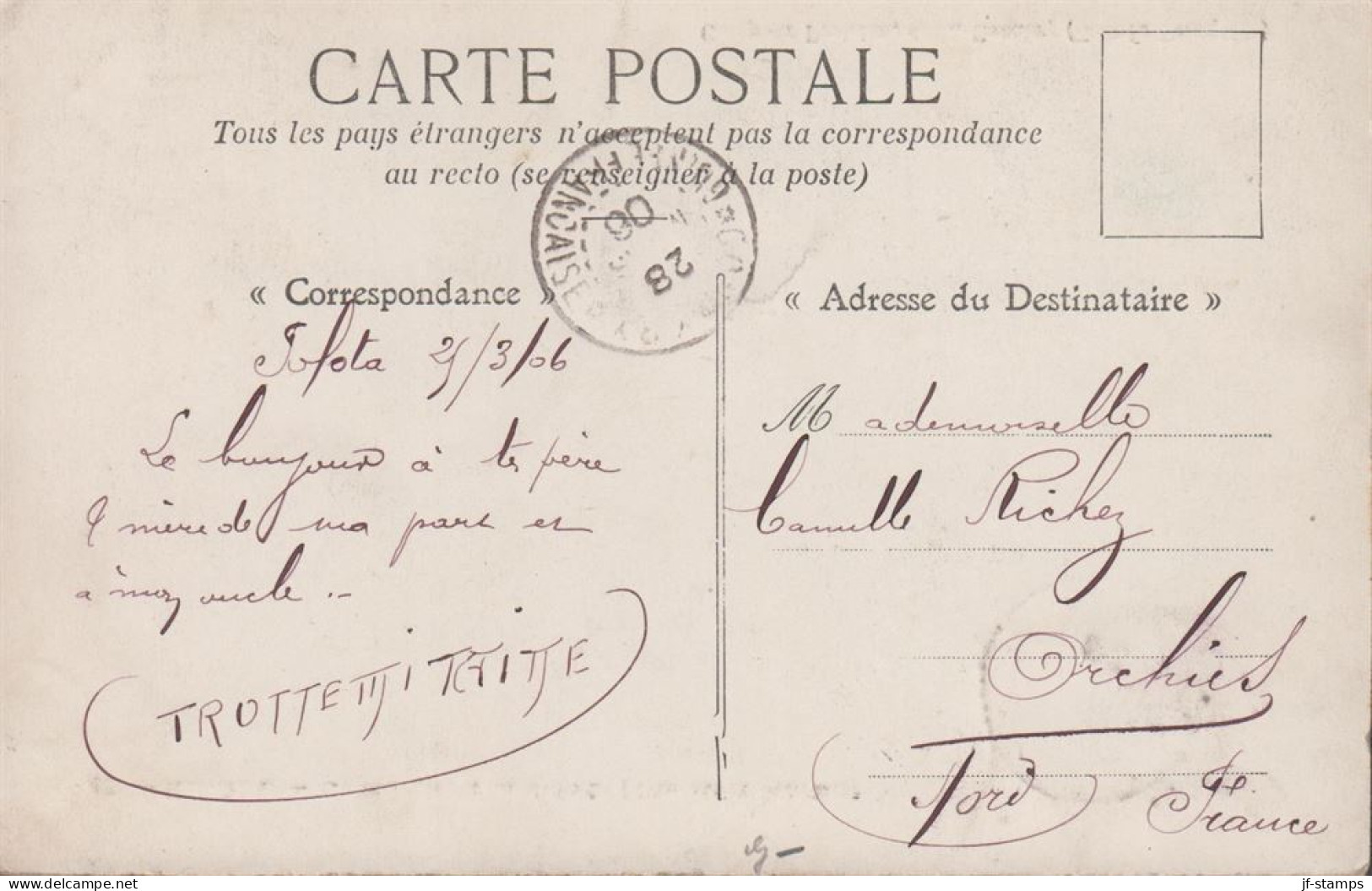 1906. GUINÉE. 10 C GUINEE FRANCAISE On Post Card (KINDIA. Le Marche A La Viande (The Meat Marke... (Michel 5) - JF432472 - Frans Guinee