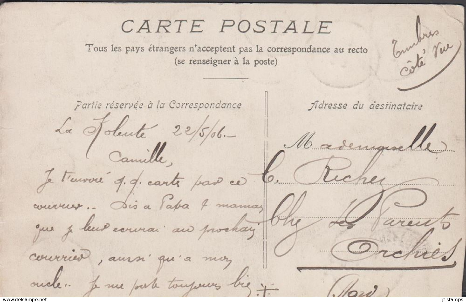 1906. GUINÉE. 5 C + 5 Ex 1 C Fula-tribe On Post Card (VUE PANORAMIQ). Cancelled 23 MAY 06 To F... (Michel 18) - JF432474 - Guinée Française