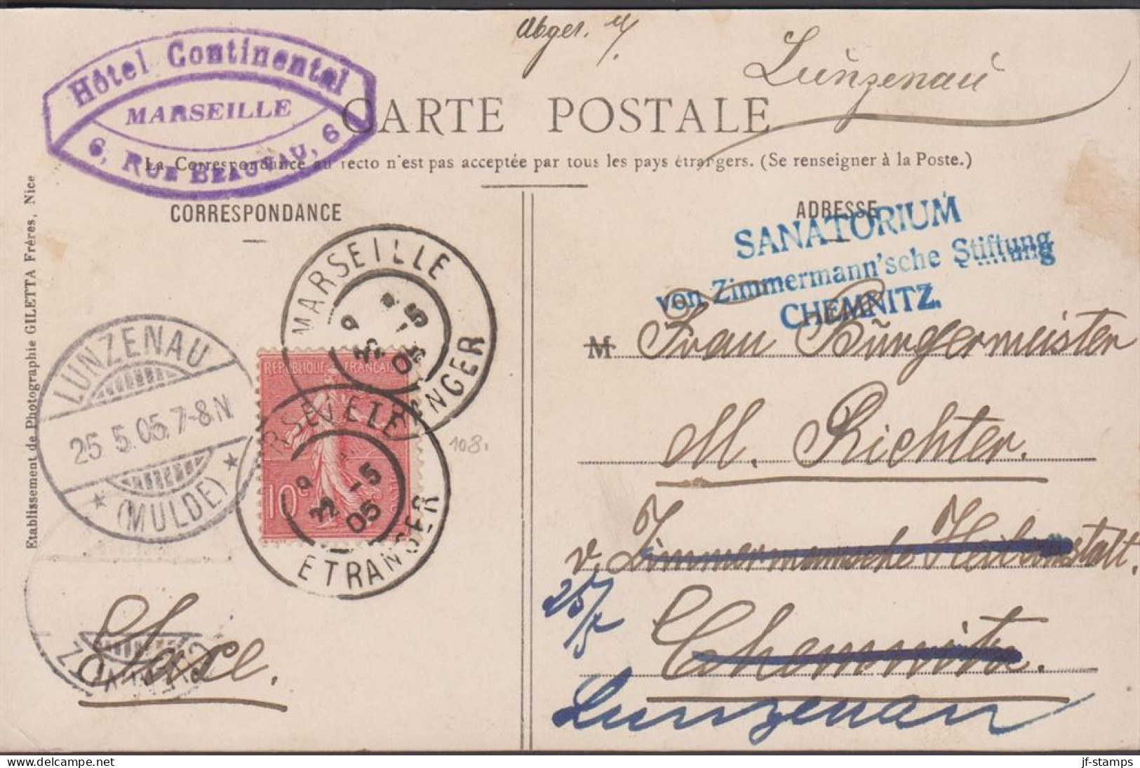 1905. FRANCE. Postcard HYERES - Avenue Victoria. Collection Artistique To Sachsen Cancelled M... (MICHEL 108) - JF432598 - Sonstige & Ohne Zuordnung