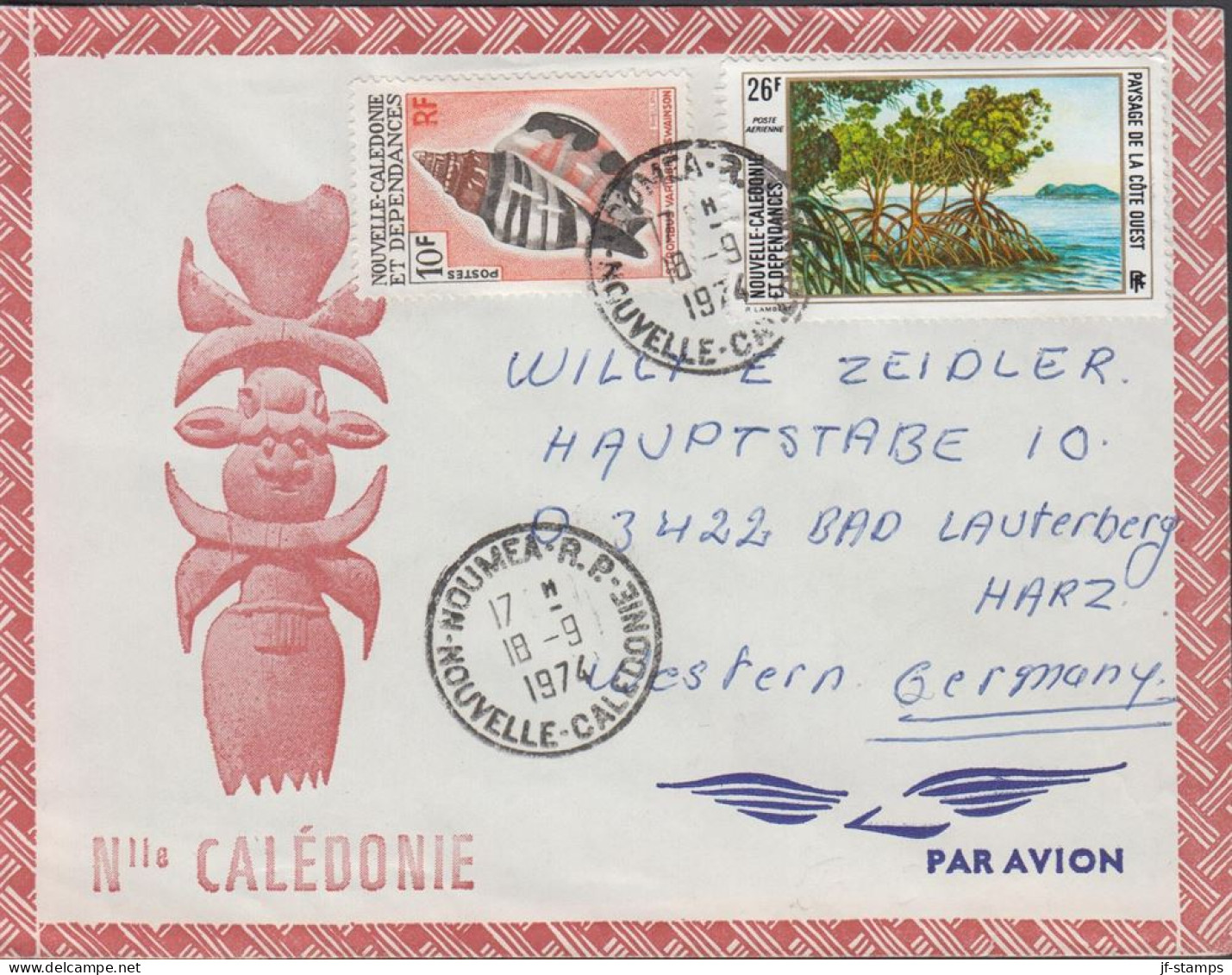 1974. NOUVELLE-CALEDONIE. Interesting Cover PAR AVION To Germany With 10 F + 26 F Cancelled ... (Michel 545+) - JF432870 - Briefe U. Dokumente