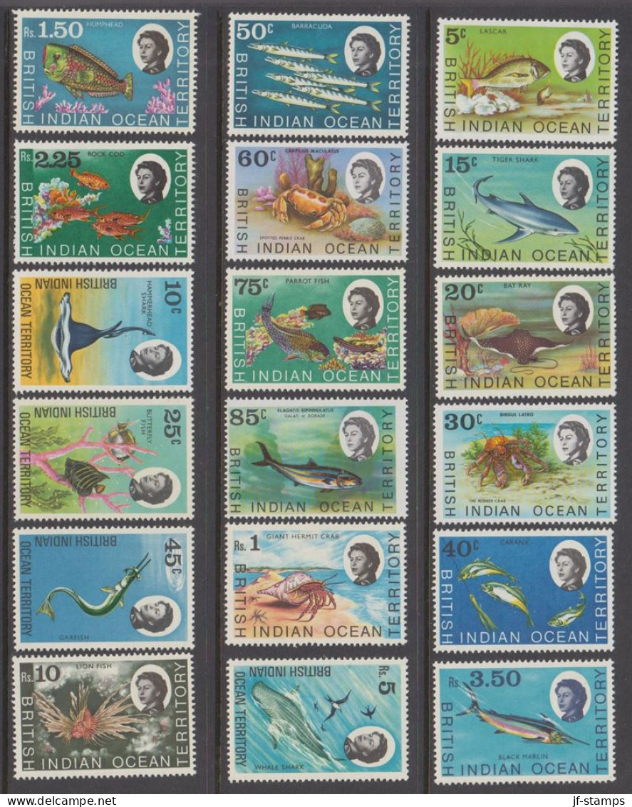 1968-1970. BRITISH INDEAN OCEAN TERRITORRY. Complete Set From Maritime Life With 18... (MICHEL 16-30 + 36-38) - JF524779 - Britisches Territorium Im Indischen Ozean