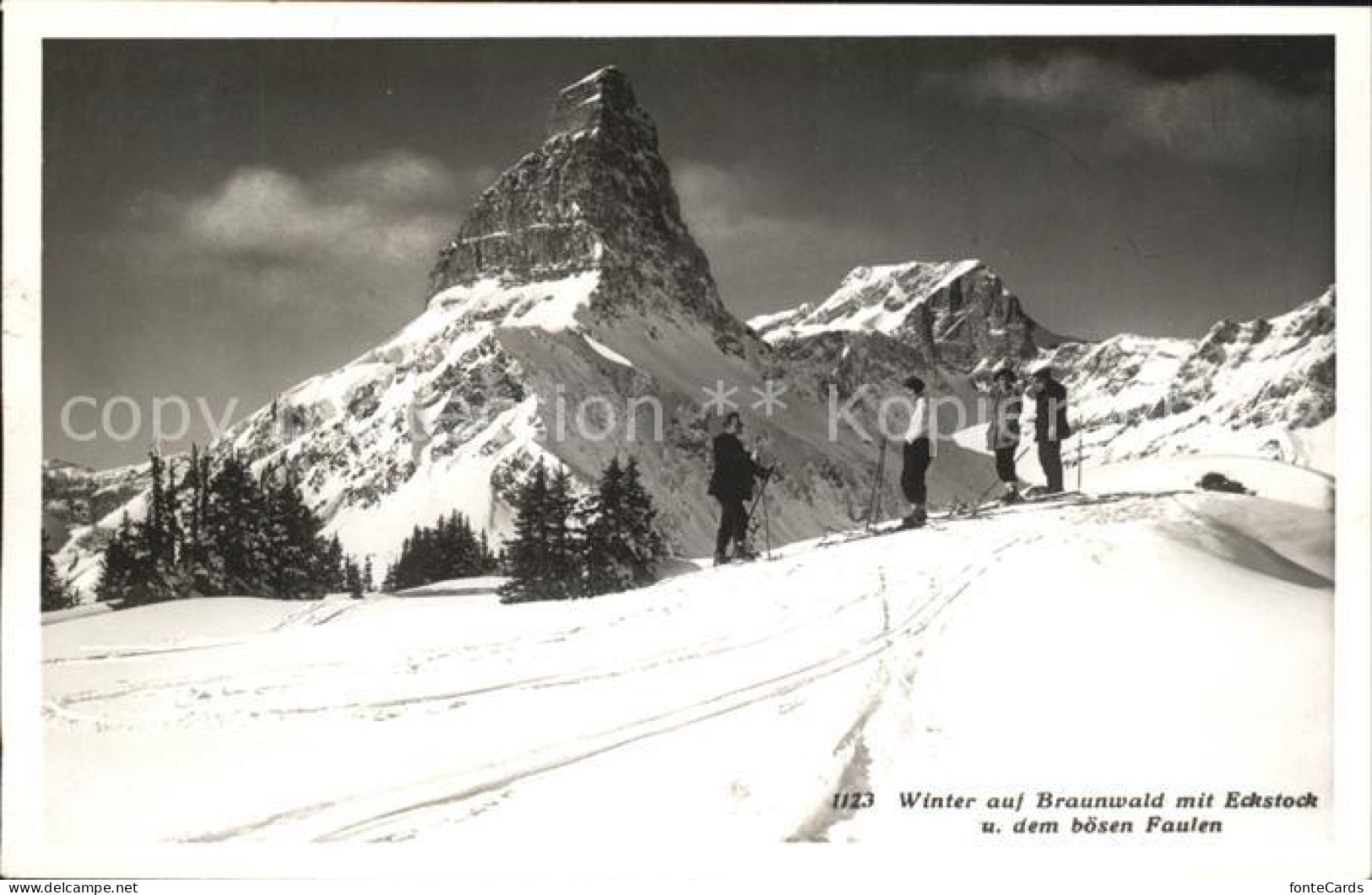 11758606 Braunwald GL Mit Eckstock Und Boesen Faulen Skifahrer Braunwald - Altri & Non Classificati