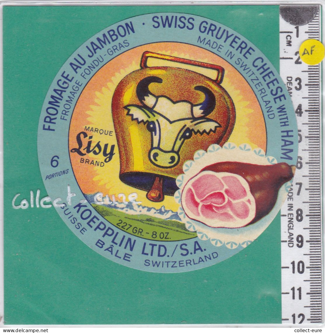 C1345 FROMAGE FONDU GRUYERE  LISY SUISSE BALE  6 PORTIONS CLOCHE JAMBON - Fromage