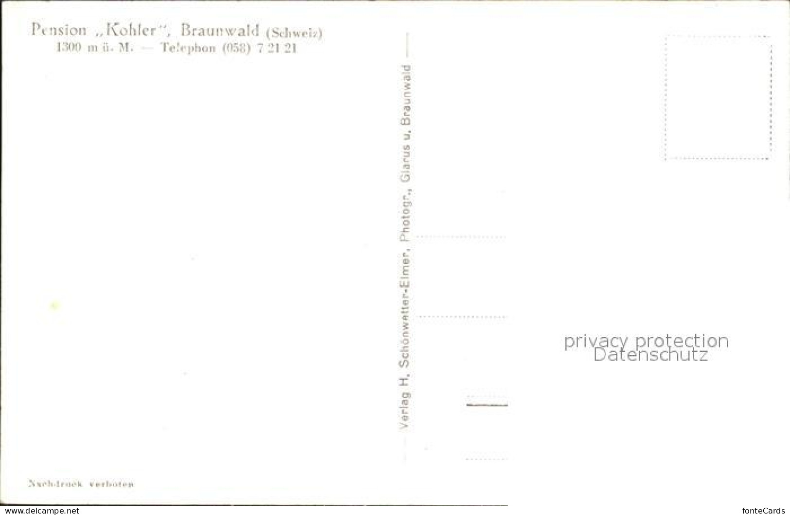 11758576 Braunwald GL Pension Kohler Mit Ortstock Braunwald - Other & Unclassified