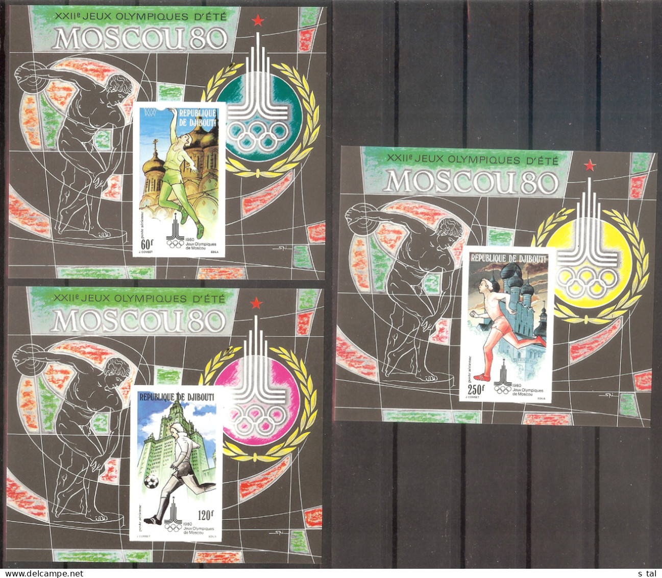 DJIBOUTI Olympic Games-80(basketball,soccer) Set 3 S/Sheets Imper. MNH - Other & Unclassified