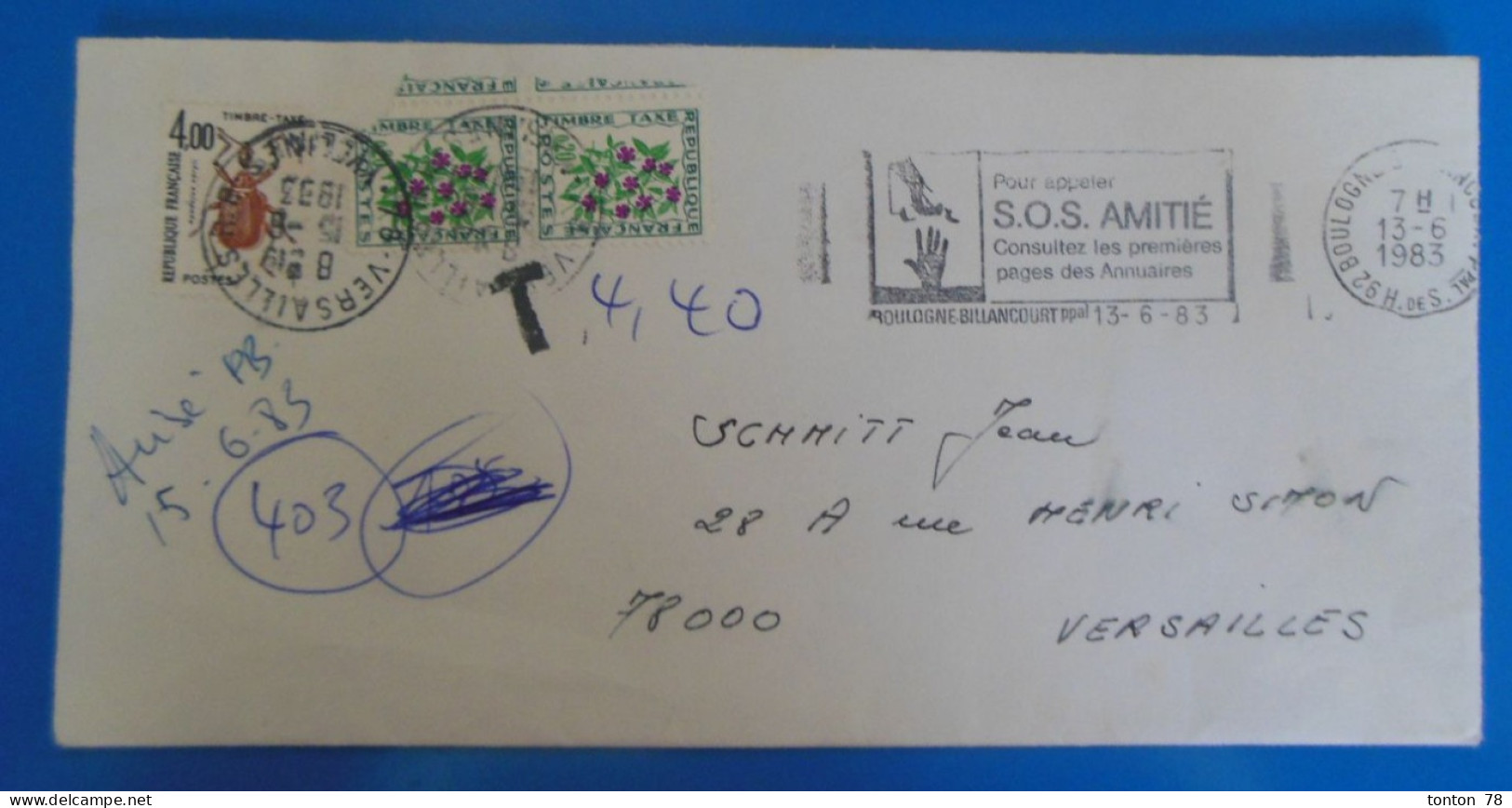 TIMBRES SUR LETTRE   -  TAXE  -  RECTO VERSO - 1960-.... Lettres & Documents