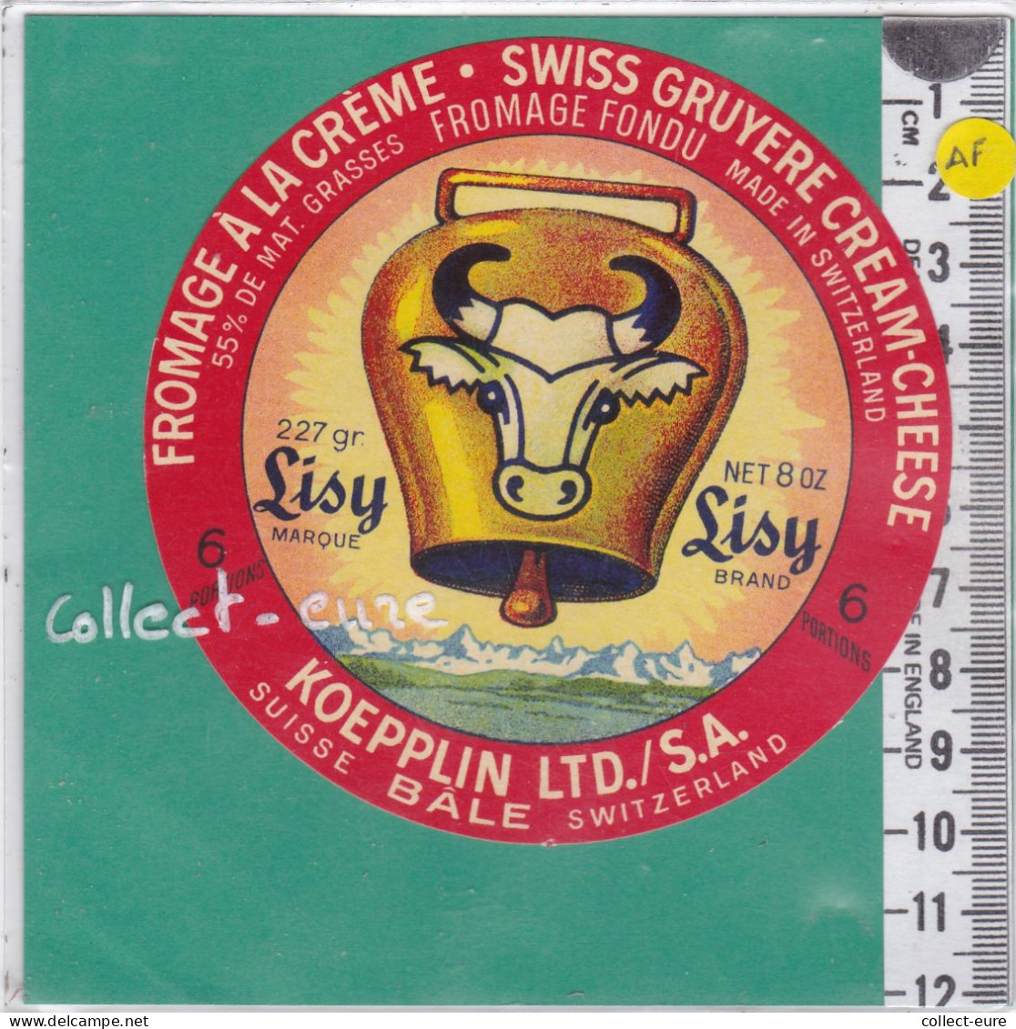 C1346 FROMAGE FONDU GRUYERE  LISY KOEPPLIN SUISSE BALE  6 PORTIONS CLOCHE JAMBON - Käse