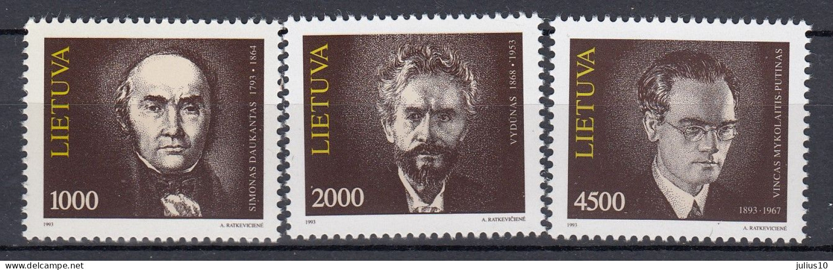 LITHUANIA 1993 Famous People MNH(**) Mi 523-525 #Lt1175 - Lituanie