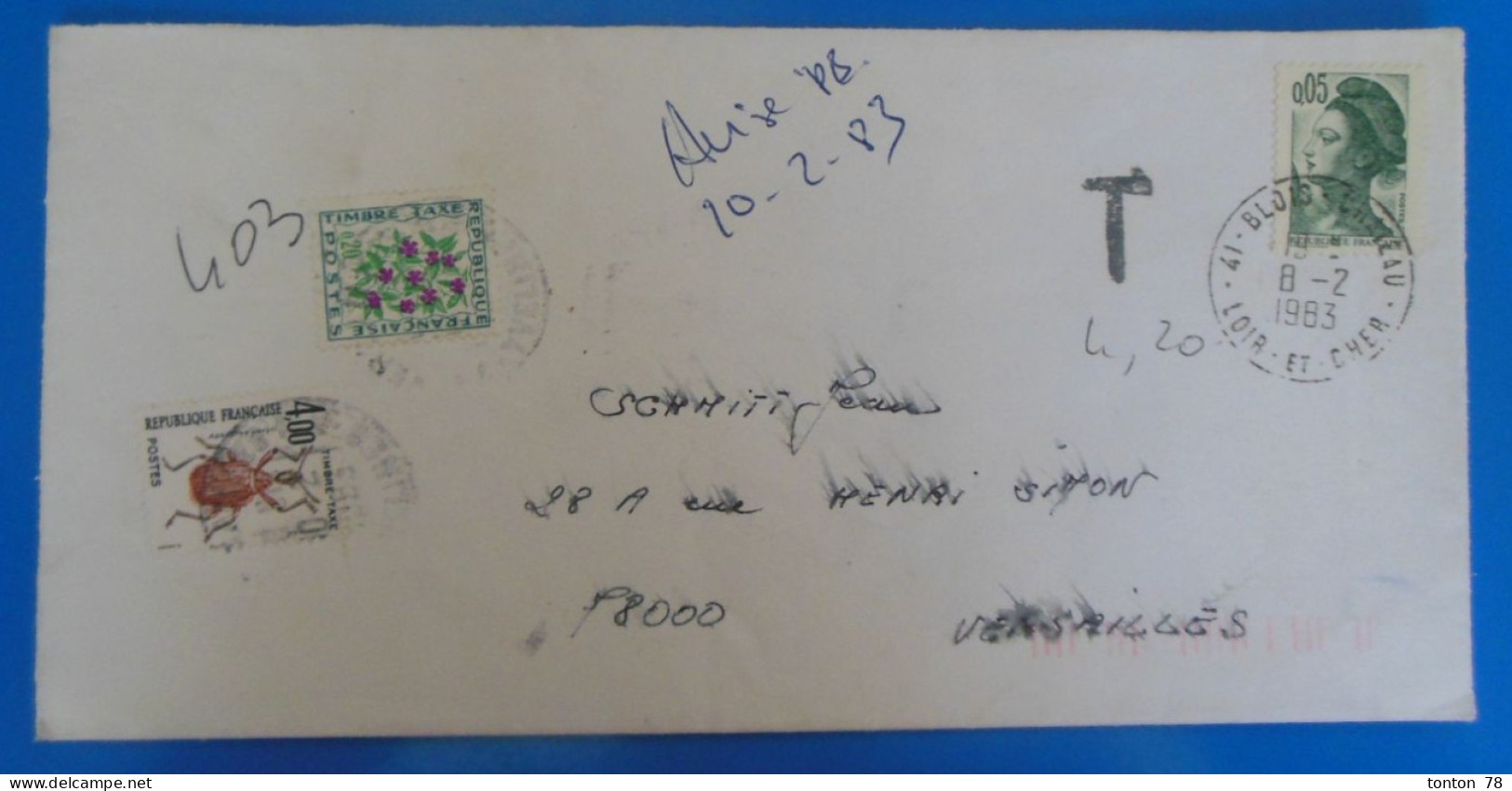 TIMBRES SUR LETTRE   -  TAXE  -  RECTO VERSO - 1960-.... Briefe & Dokumente